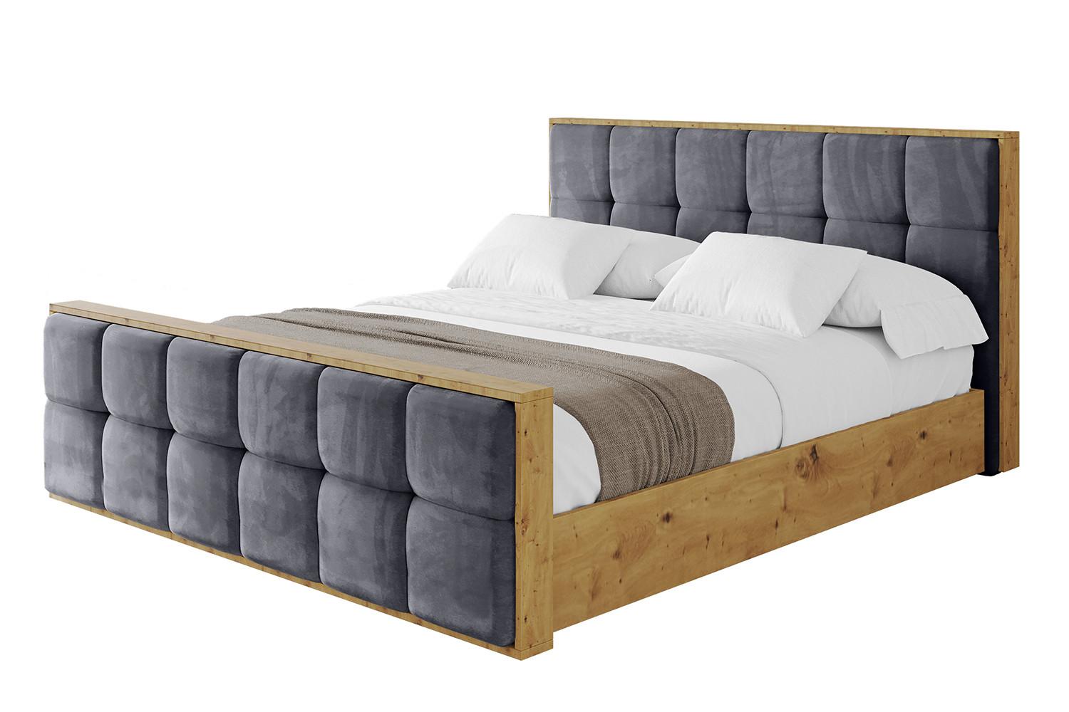 POLSTERBETT mit Bettkasten, Fußteil und Lattenrost, Boxbett ohne Matratze - ENZO7-Z 200x200 - Dunkelgrau, Holzwerkstoff/Textil (200/200cm) - ALTDECOR