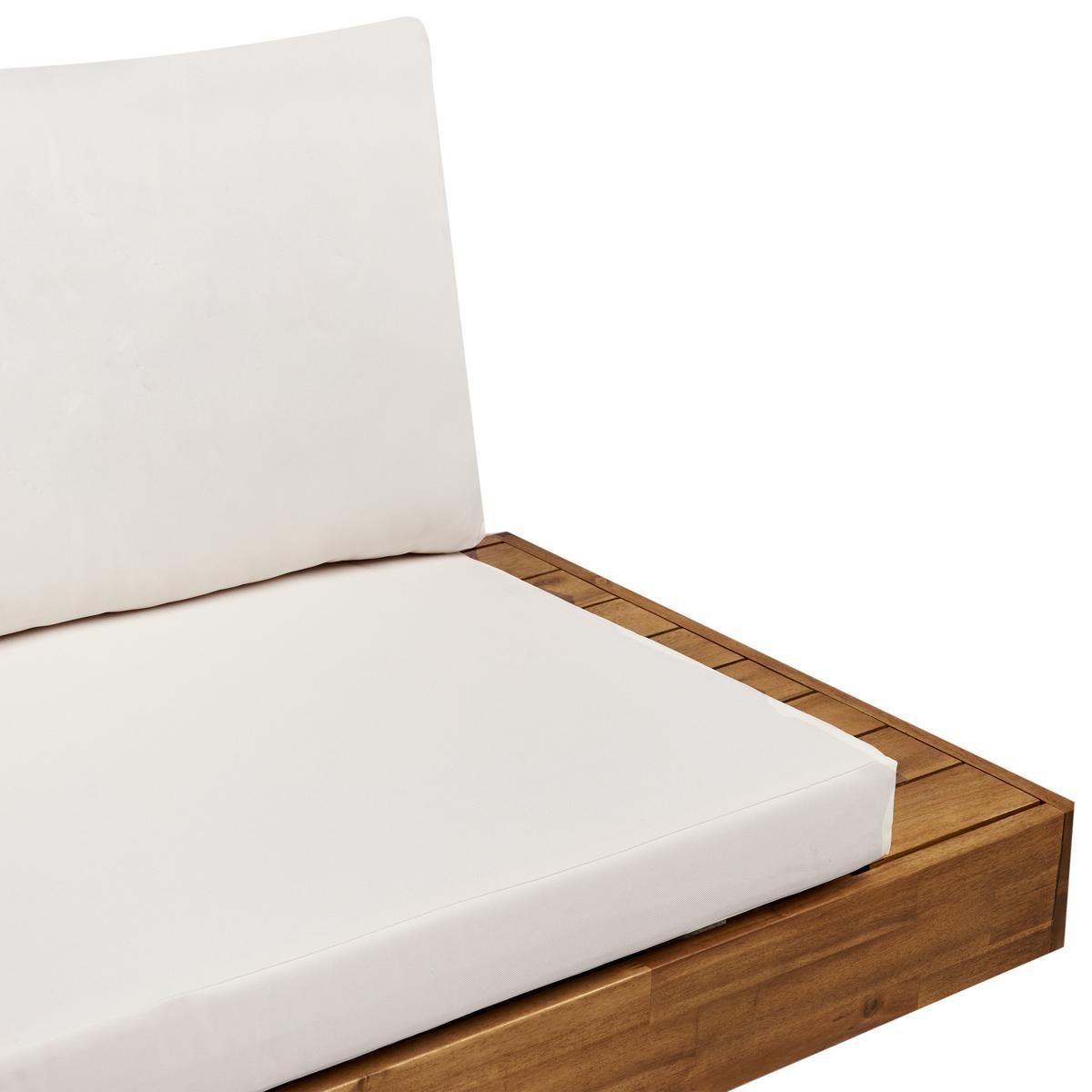 LOUNGESOFA 3-Sitzer Heller Holzfarbton Marettimo - Hellbraun/Weiß, Holz (230/70/68cm) - Beliani