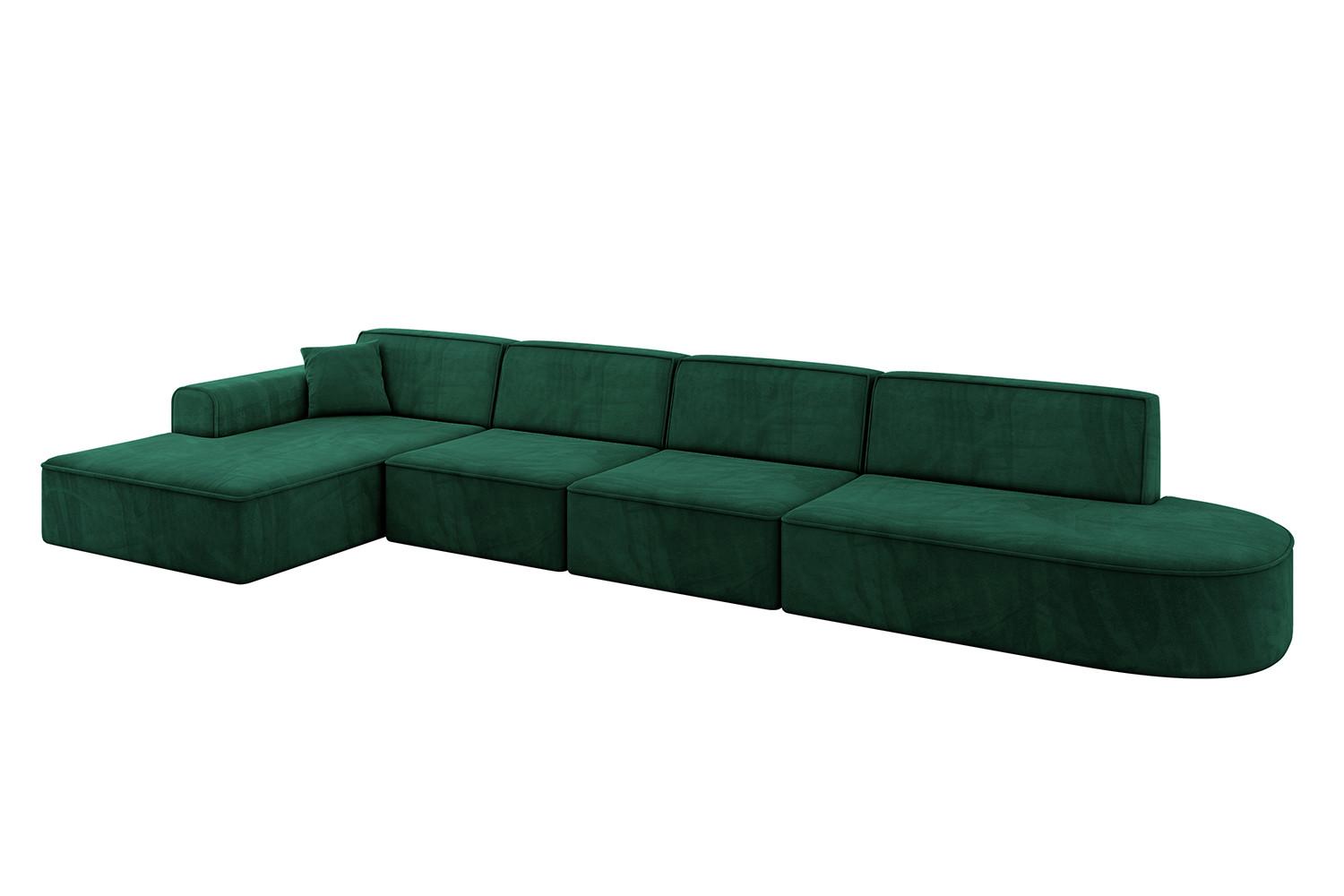 ECKSOFA Ottomane Links IREA-L3-v3 - 412x165x77 cm Grün - Dunkelgrün, Holzwerkstoff/Textil (412/165cm) - ALTDECOR