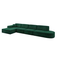 ECKSOFA Ottomane Links IREA-L3-v3 - 412x165x77 cm Grün - Dunkelgrün, Holzwerkstoff/Textil (412/165cm) - ALTDECOR