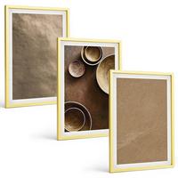 BILDER SET 3er Set - 40x60 cm Goldrahmen - Minimalistische Steinstrukturen - Goldfarben, Kunststoff (40/60cm) - TULUP