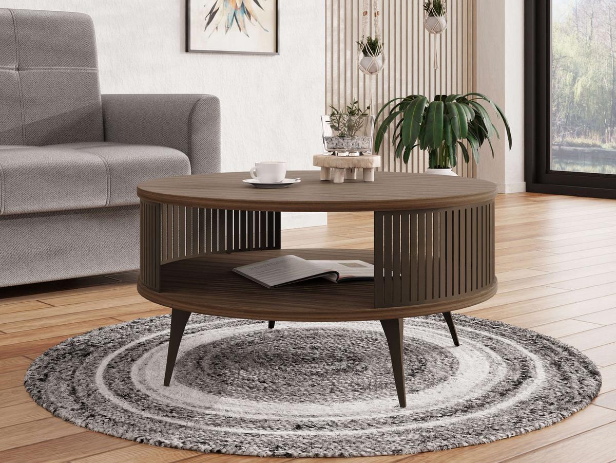 COUCHTISCH Roenni Braun - Nussbaumfarben/Braun, Holzwerkstoff/Metall (75/75/30cm) - MIRJAN24