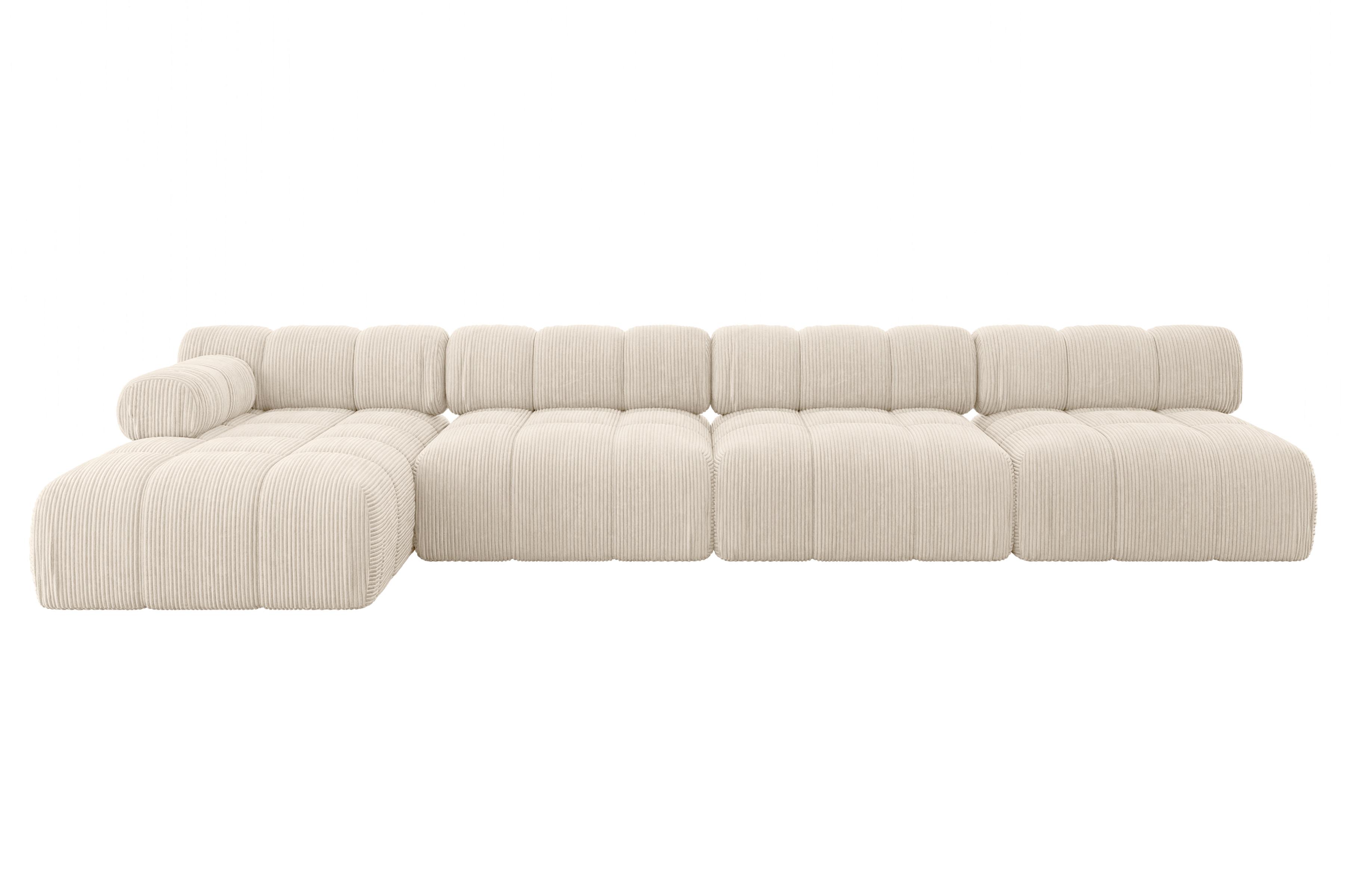 ECKSOFA modulares Sofa Razon-L3 - 380x160x70 cm Beige Cord - Beige, Holzwerkstoff/Textil (380/160cm) - ALTDECOR