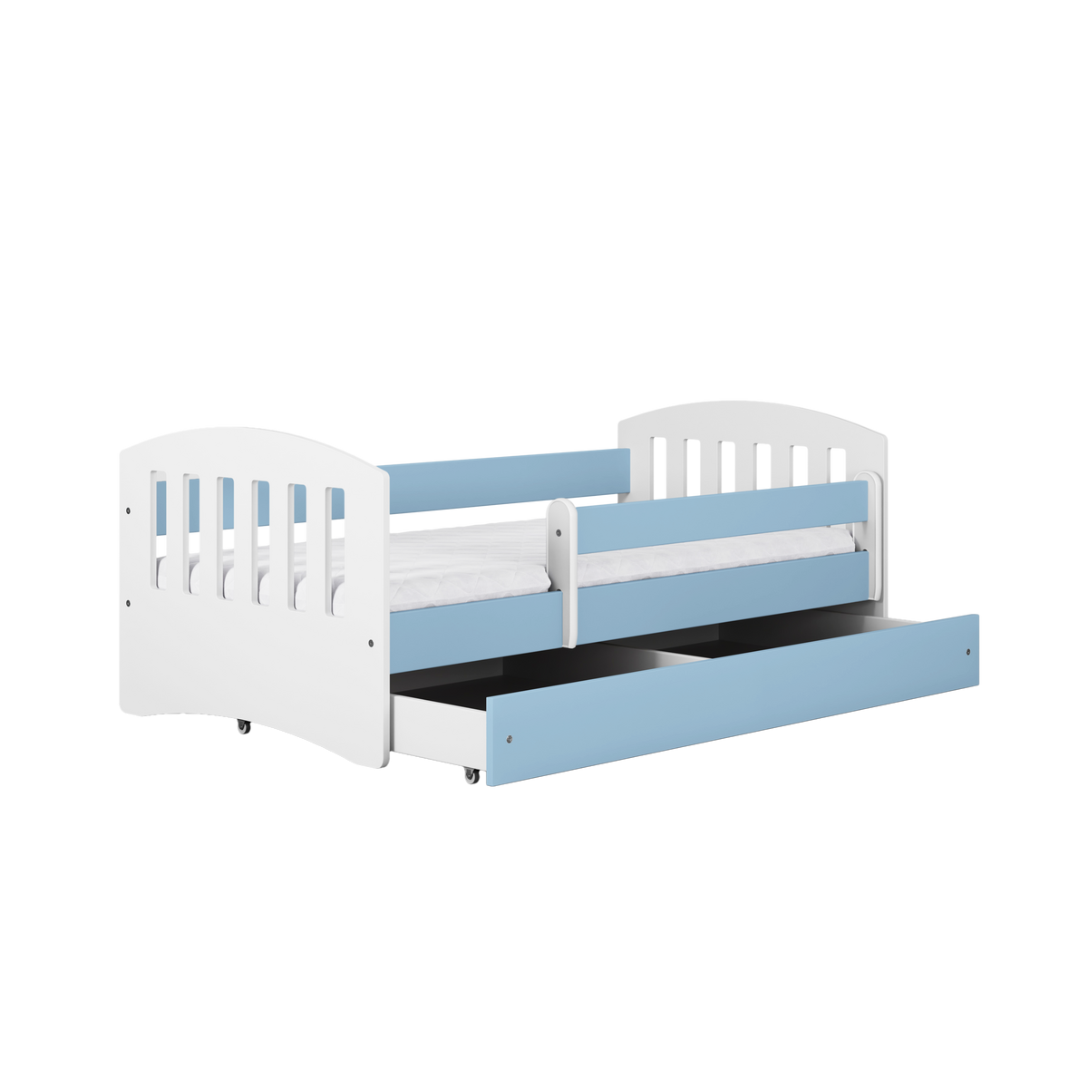 KINDERBETT CLASSIC mit Schublade und Matratze Blau 90/65/184 - Blau, Holzwerkstoff (80/180cm) - RAUMHIRSCH FURNITURE