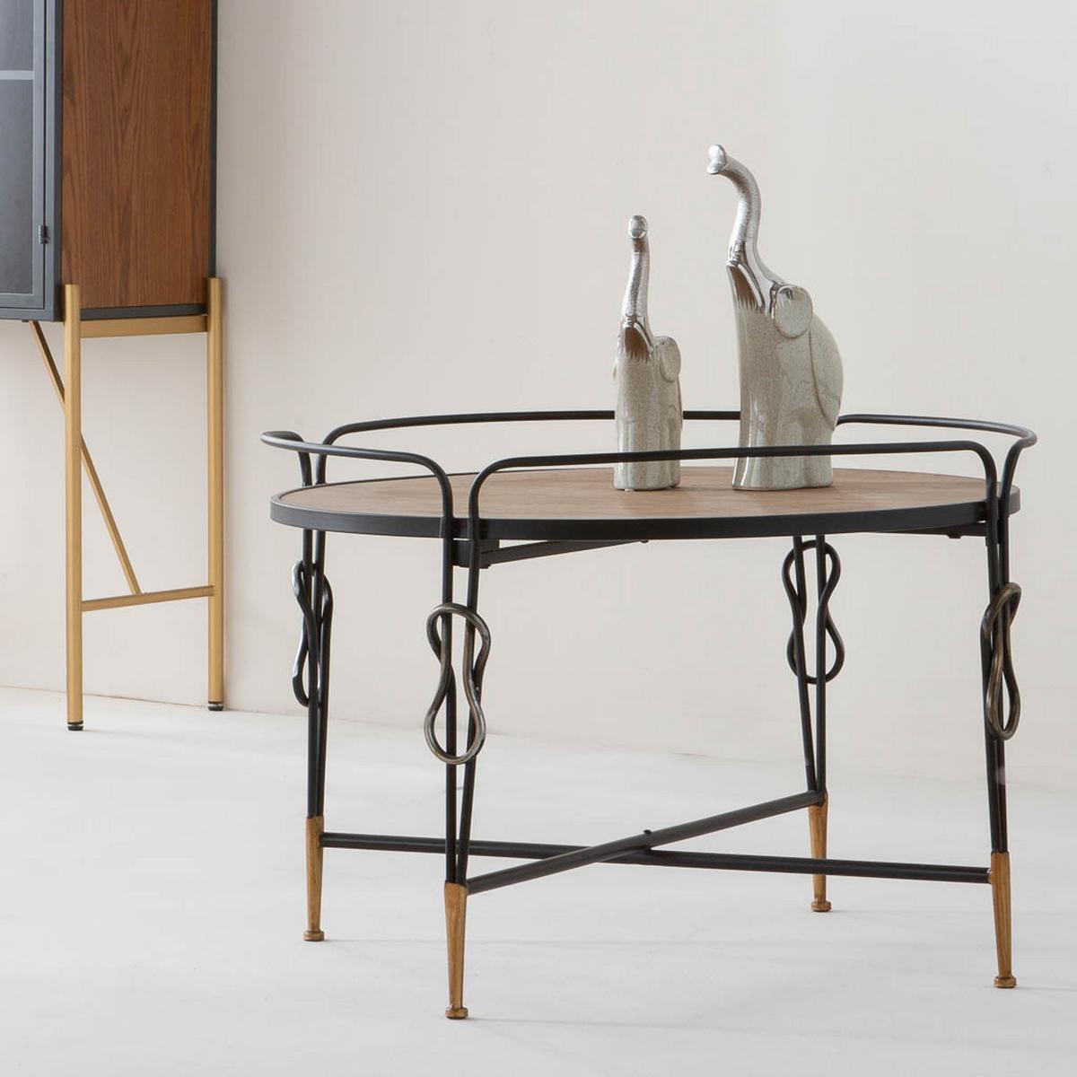 TISCH aus Metall und Holz, schwarz, 78x53cm - Schwarz, Holz (78/78/53cm) - Wanderlust