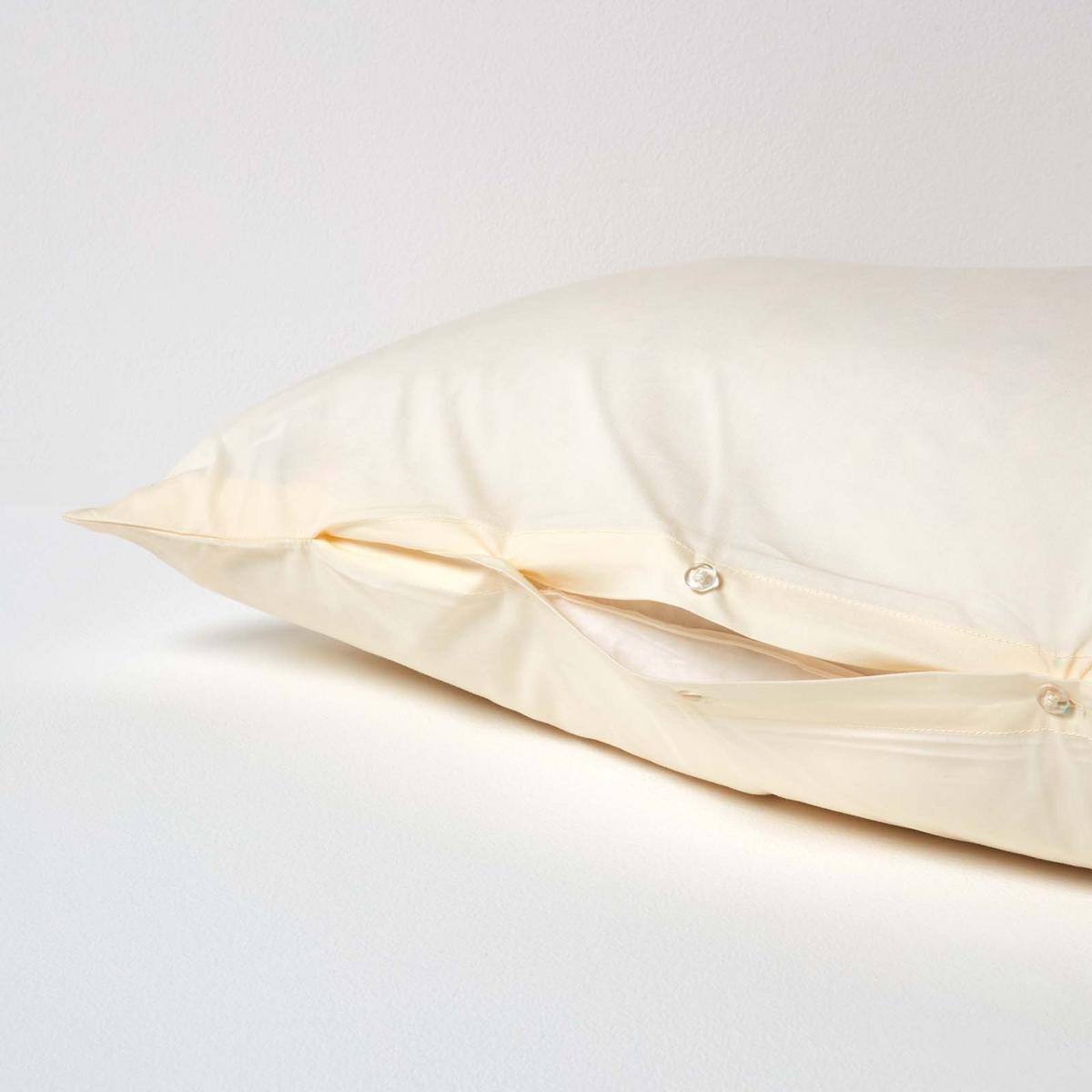 KISSENBEZUG für V-Form-Kissen, Perkal, Fadendichte 200 - Creme, Textil (38/76cm) - Homescapes
