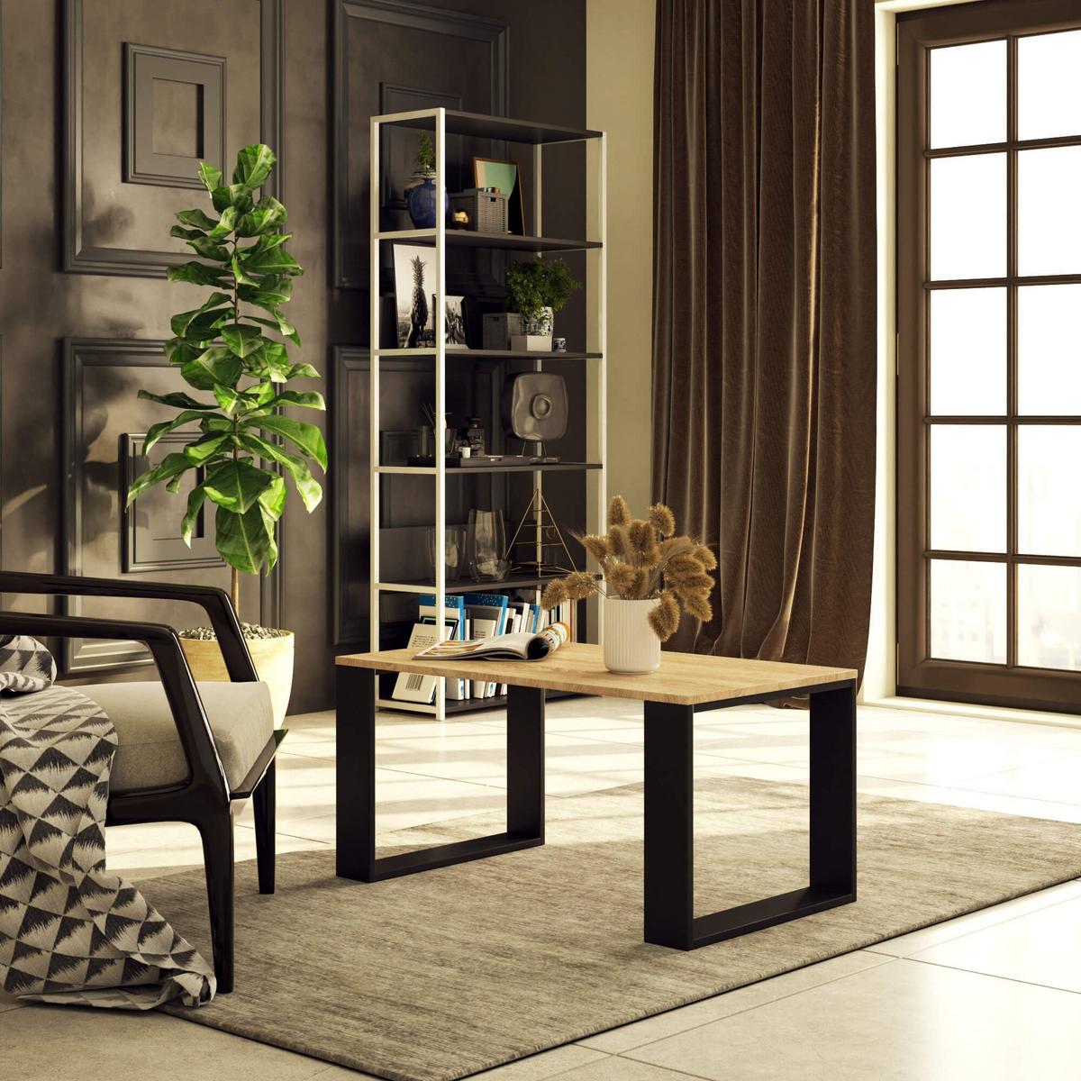 COUCHTISCH Eiche Sonoma, Schwarz 45/92/53 - Schwarz, Textil (53/92/45cm) - RAUMHIRSCH FURNITURE
