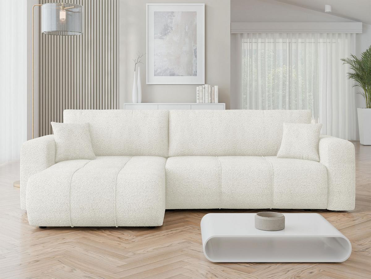 ECKSOFA Furyn Maxi Boucle - Creme/Schwarz, Holzwerkstoff/Kunststoff (274/145cm) - MIRJAN24