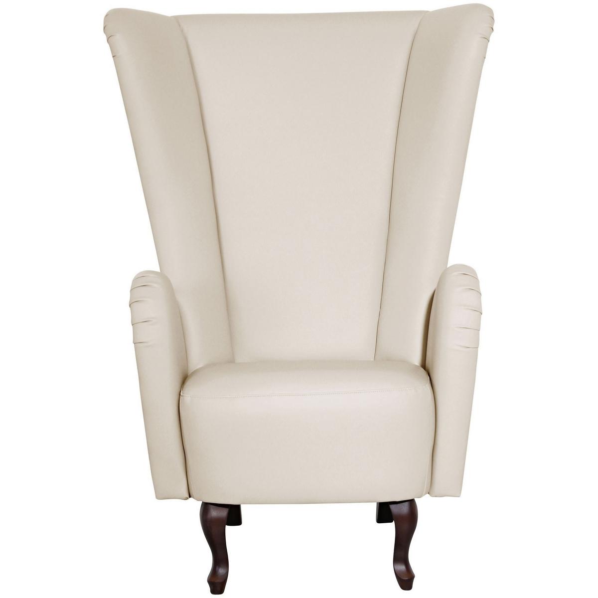 HOCHLEHNSESSEL Kailey Bezug Kunstleder Buche nussbaum dunkel / beige - Weiß, Kunststoff (96/122/89cm) - 58aufmkessel
