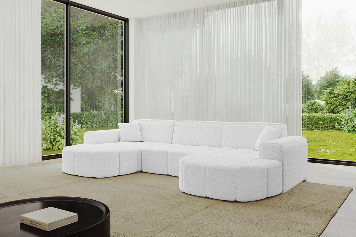 WOHNLANDSCHAFT LIVO-U1 - 315x173x79,5 cm Weiß - Weiß, Holzwerkstoff/Textil (315/79/173cm) - ALTDECOR