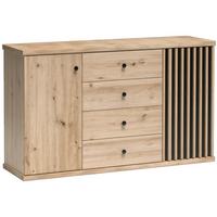 KOMMODE Caya mit zwei Türen und vier Schubladen - Eiche Artisan, Holzwerkstoff (142/85/41cm) - Beautysofa