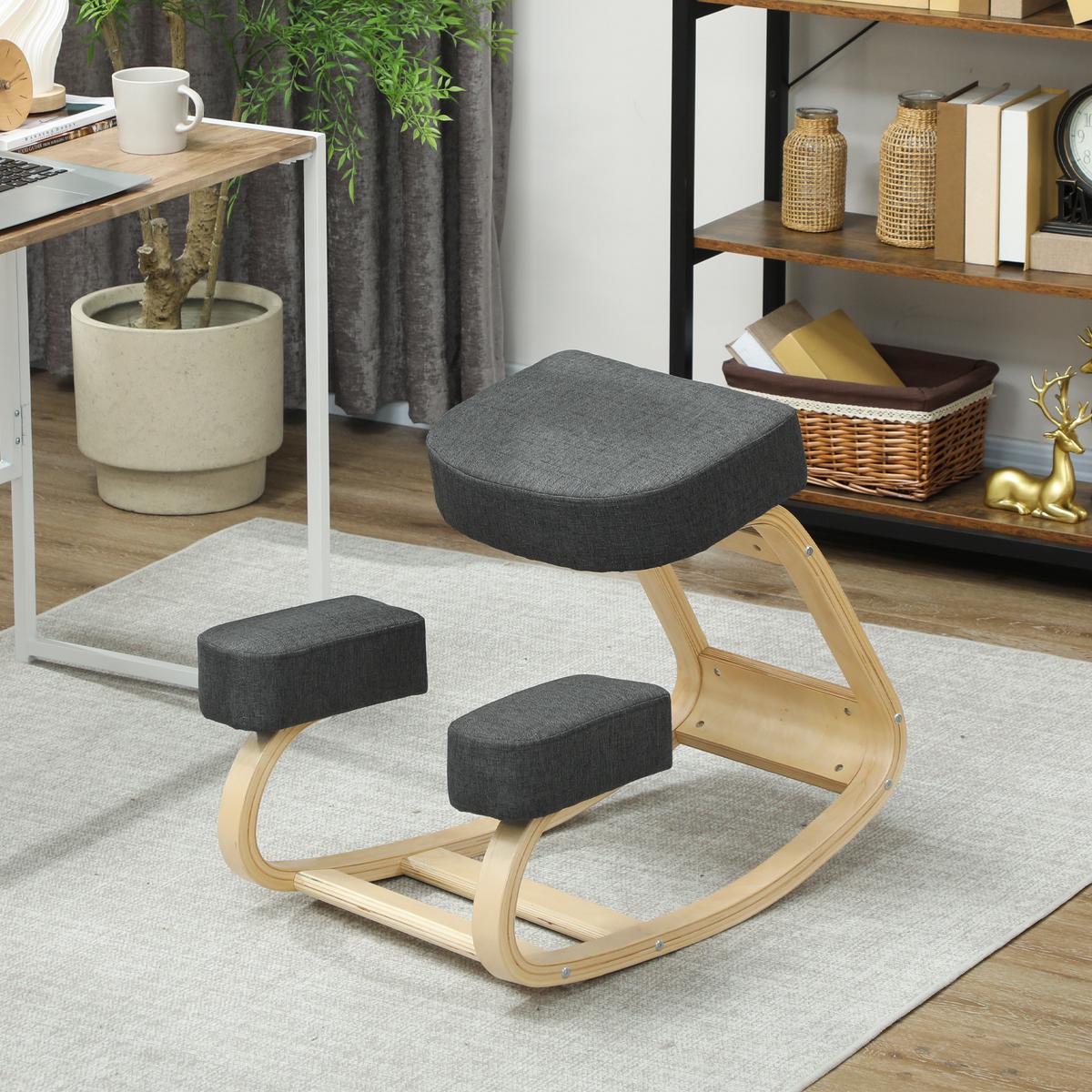 KNIESTUHL Birke Polyester Dunkelgrau - Dunkelgrau, Holz (51/58/69cm) - Vinsetto