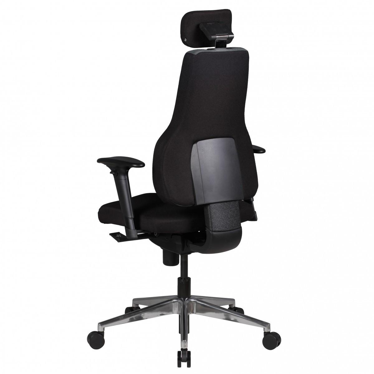 CHEFSESSEL Kunstleder mit 3-Punkt-Synchronmechanik, ergonomischer Rückenlehne, höhenverstellbarer Kopfstütze und Aluminium-Fußkreuz FABIO - Silberfarben/Schwarz, Textil (63/149/63cm) - KADIMA DESIGN