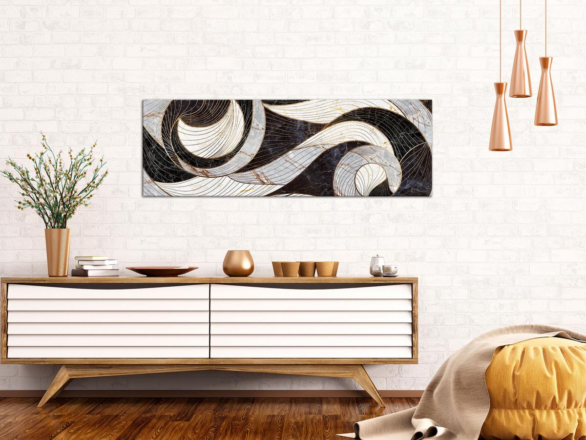 KUNSTDRUCK Schwarz 135/45 cm - Schwarz/Grau, Textil (135/45cm) - KUNSTLOFT