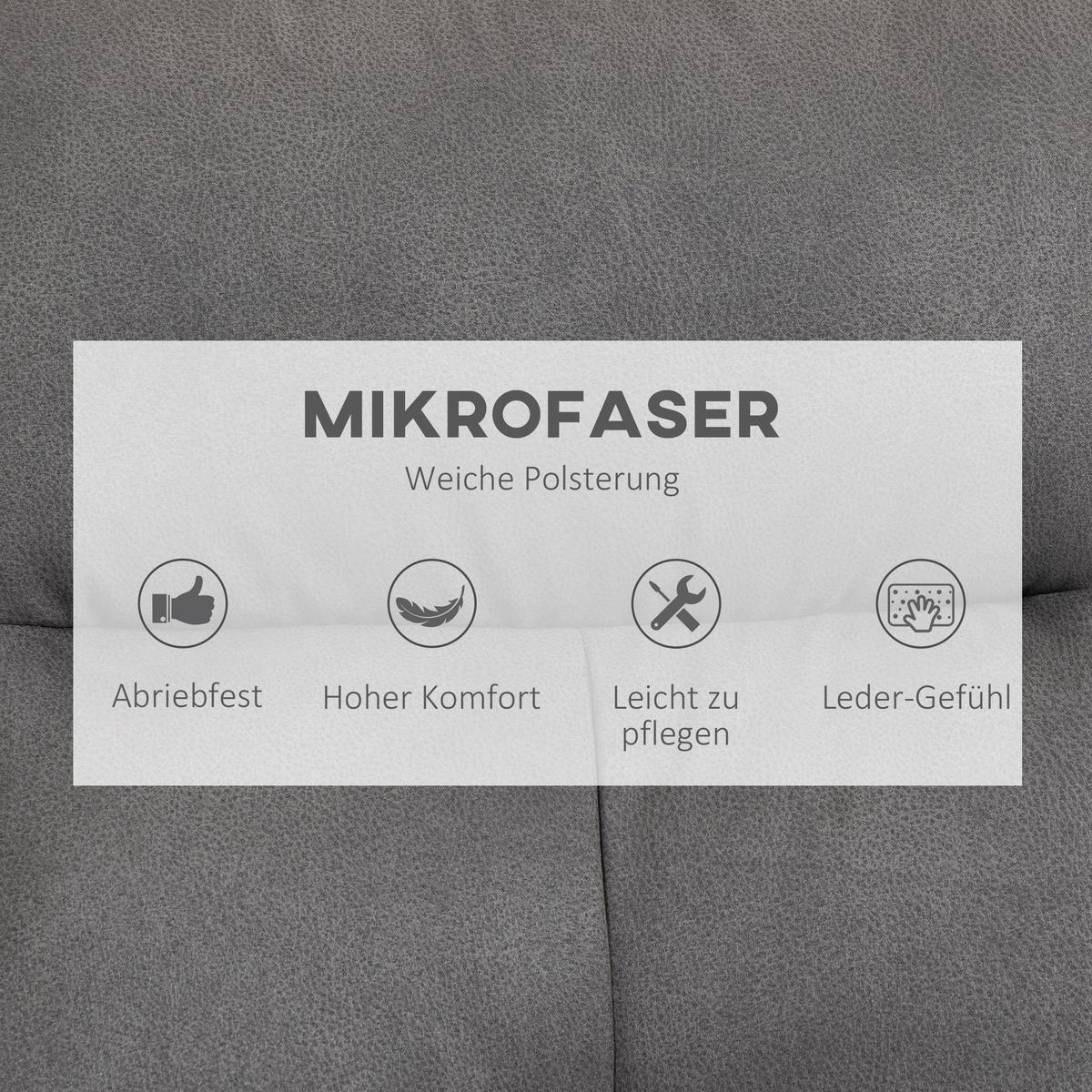 RELAXSESSEL mit Hocker, Drehbarem Fuß Fernsehsessel mit Liegefunktion Polyester - Dunkelgrau, Metall (91/103.5/78cm) - HOMCOM