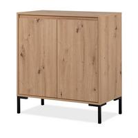 KOMMODE Eiche Artisan 81 cm modern, Anrichte 2-türig - Schwarz/Eiche Artisan, Holzwerkstoff/Metall (81/87/40cm) - Furn.Design