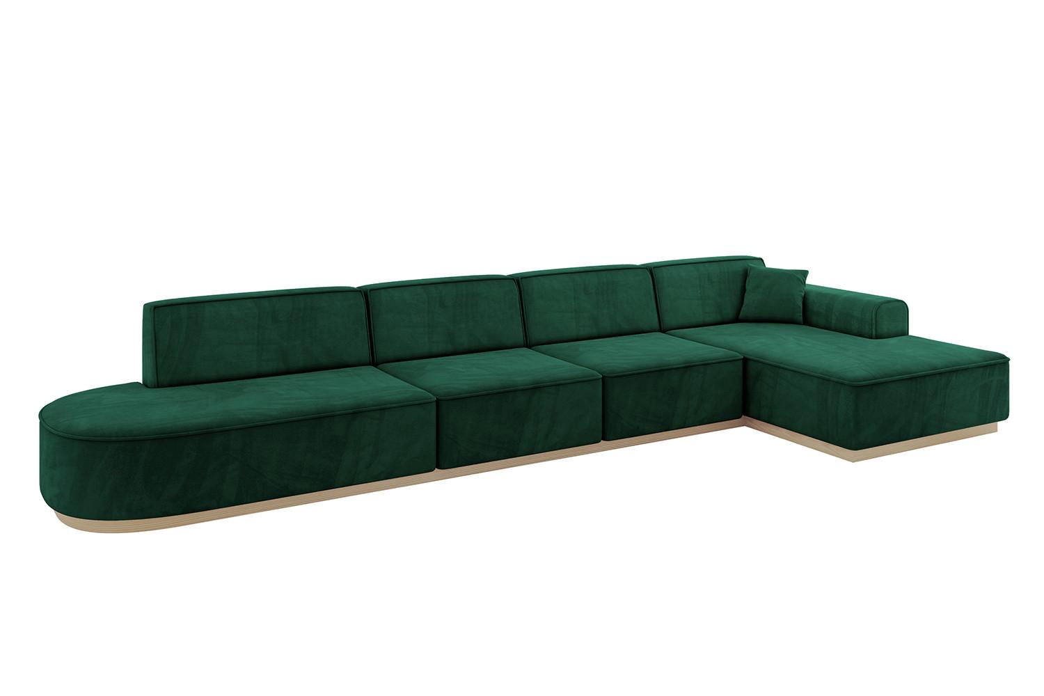 ECKSOFA Ottomane Rechts IREA-L3 - 412x165x80 cm Grün - Dunkelgrün, Holzwerkstoff/Textil (412/165cm) - ALTDECOR