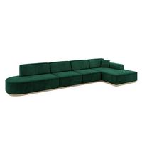 ECKSOFA Ottomane Rechts IREA-L3 - 412x165x80 cm Grün - Dunkelgrün, Holzwerkstoff/Textil (412/165cm) - ALTDECOR