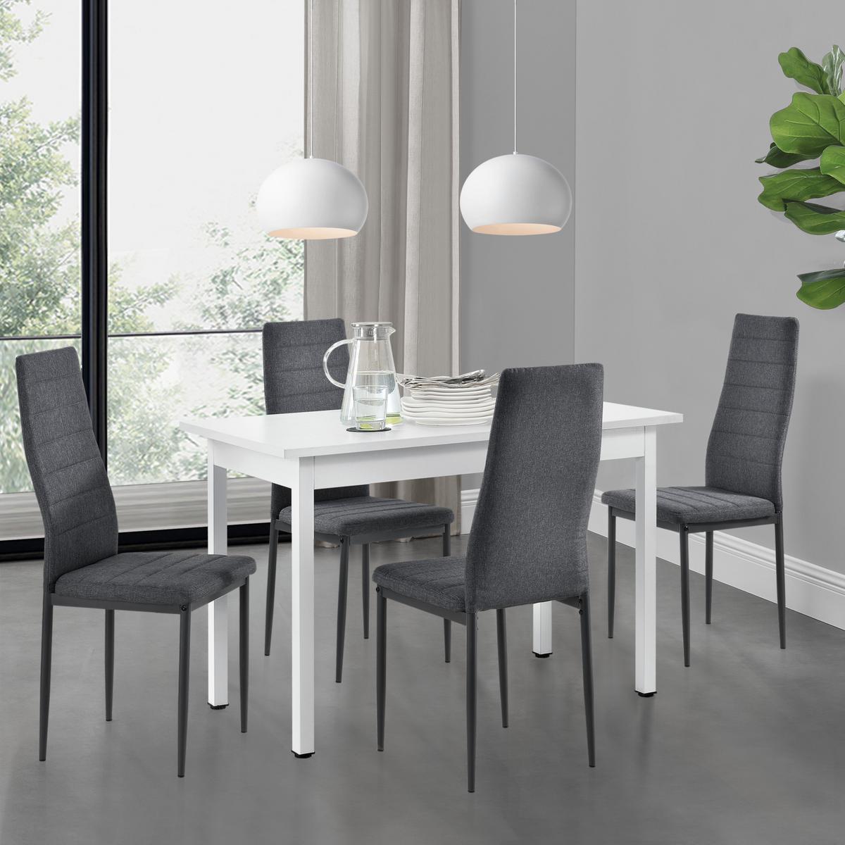 ESSGRUPPE Honningsvåg - Weiß, Holzwerkstoff/Textil (120/75/60cm) - [en.casa]