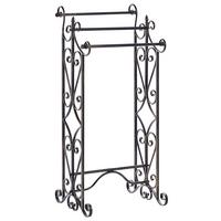 HANDTUCHSTÄNDER Antik Optik schwarz 45 x 90 cm Chillan - Schwarz, Metall (27/90/34cm) - Beliani