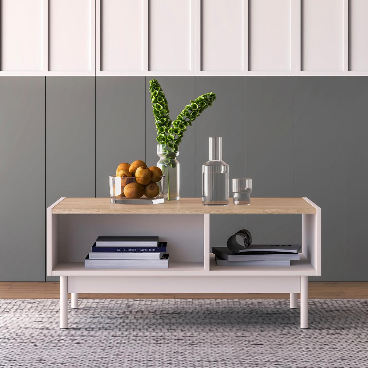 COUCHTISCH Connie Kaschmir und Holz - Beige, Holzwerkstoff (60/89.8/40cm) - Petits-meubles