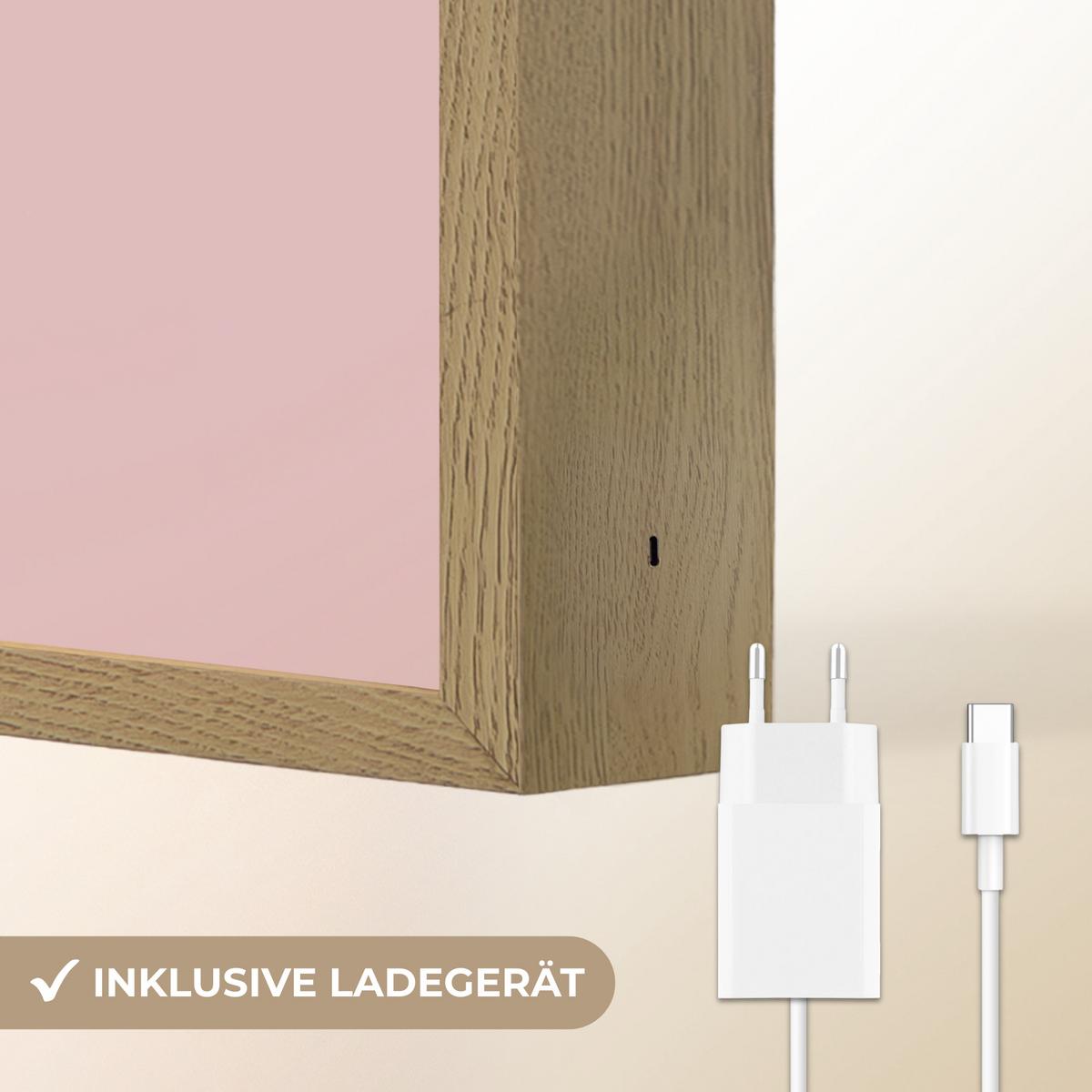 NACHTTISCHLAMPE MIT AKKU Einhorn - Rosa - Blumen 90x60 cm - Rosa, Holzwerkstoff (8/90/60cm) - OnlyWow