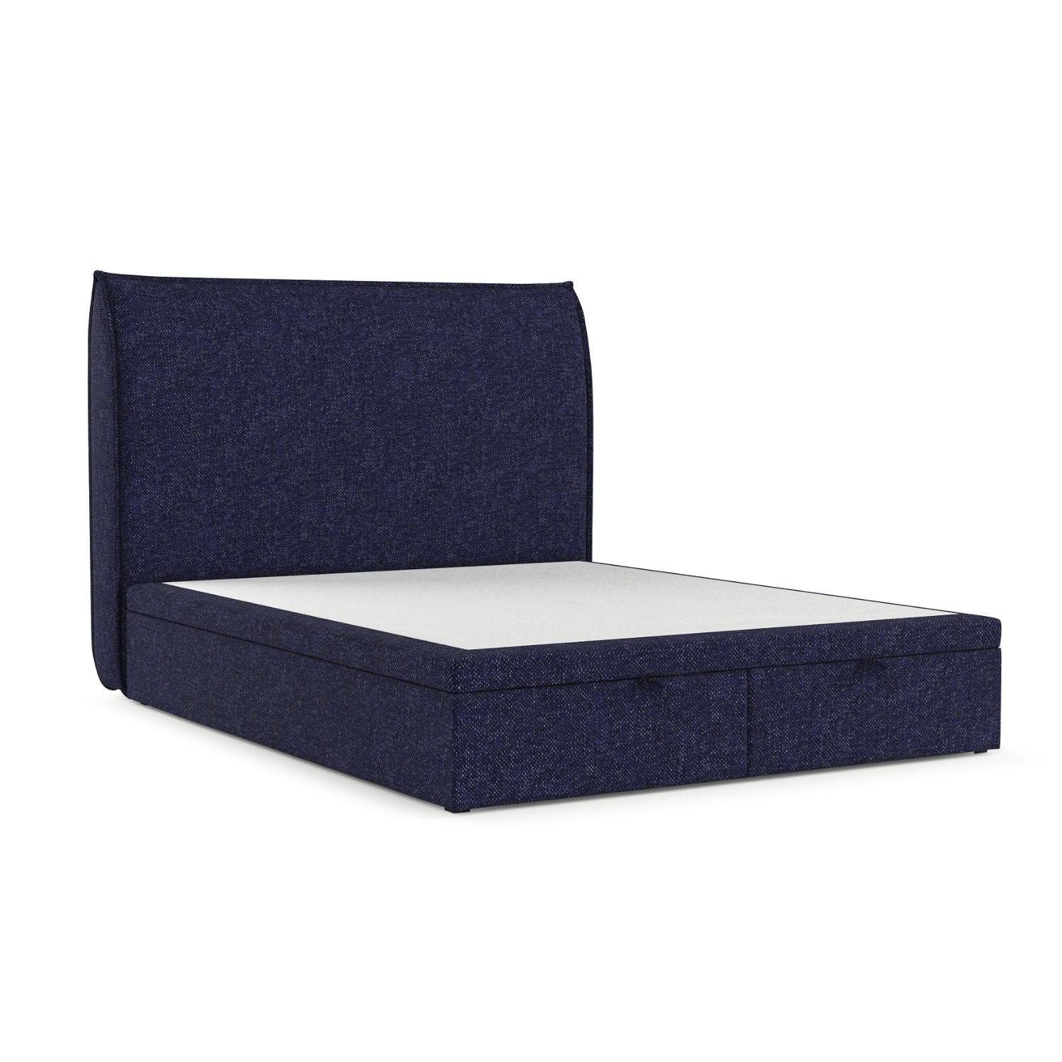 POLSTERBETT Tuvalu mit Stauraum 200/200 cm Marineblau im Alta Stoff - Schwarz/Dunkelblau, Holz/Holzwerkstoff (200/200cm) - AltaBeds