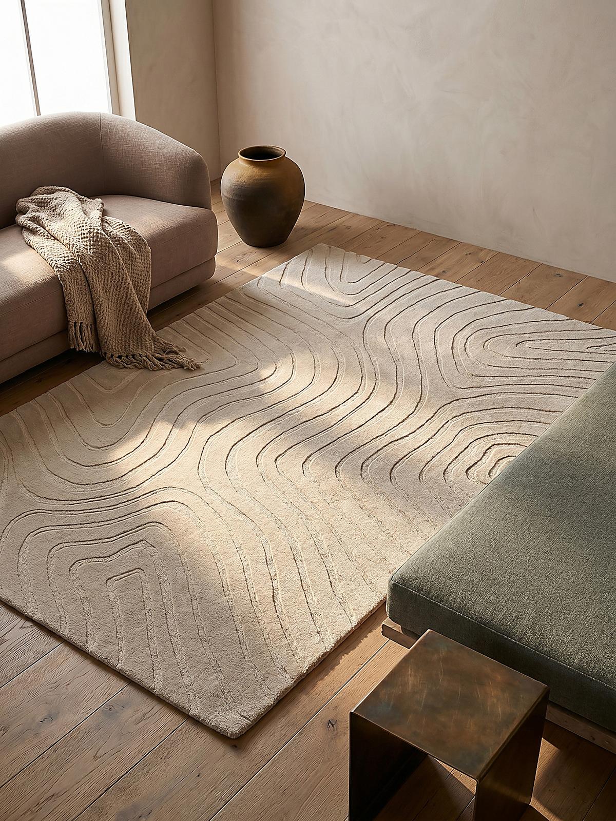 WOLLTEPPICH LEVEN, abstrakt, Beige, 200 x 290 cm - Beige, Textil (290/200cm) - KADIMA DESIGN
