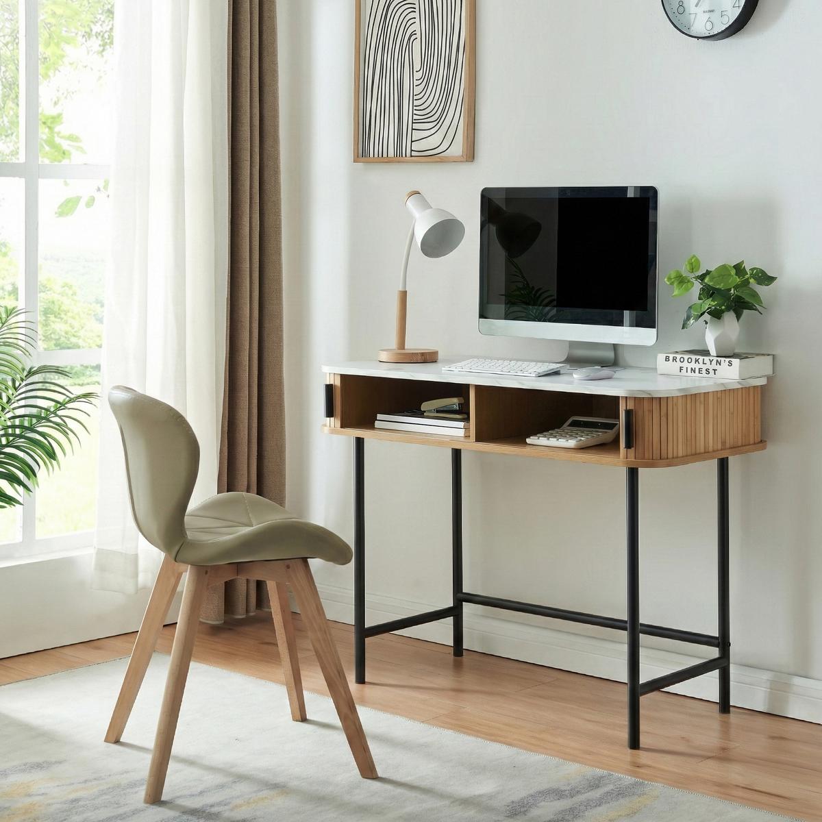 KONSOLENTISCH Tvedestrand - Schwarz/Weiß, Holzwerkstoff/Metall (50/100/76cm) - [en.casa]