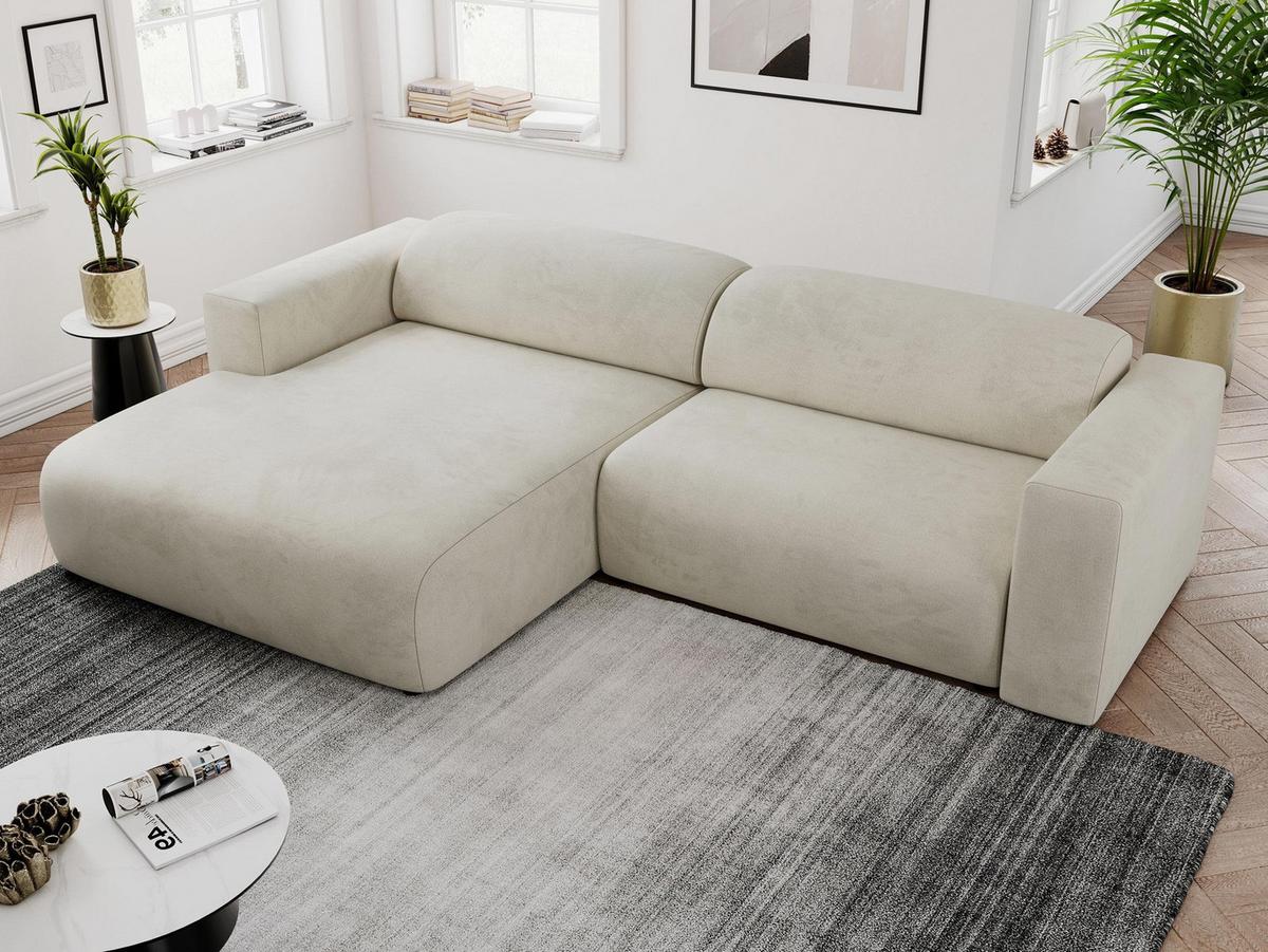 OFERTA WYCOFANA ECKSOFA PASADENA Beige Velvet Links Seite - Beige/Schwarz, Kunststoff/Textil (180/288cm) - MKS