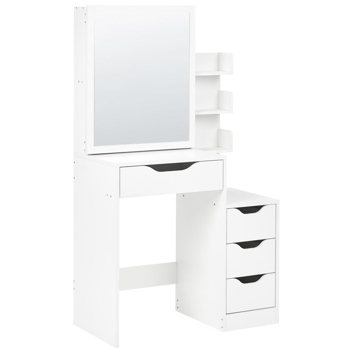 SCHMINKTISCH mit Spiegel und Hocker Weiß Gatineau - Weiß, Holzwerkstoff (76/132/40cm) - Beliani