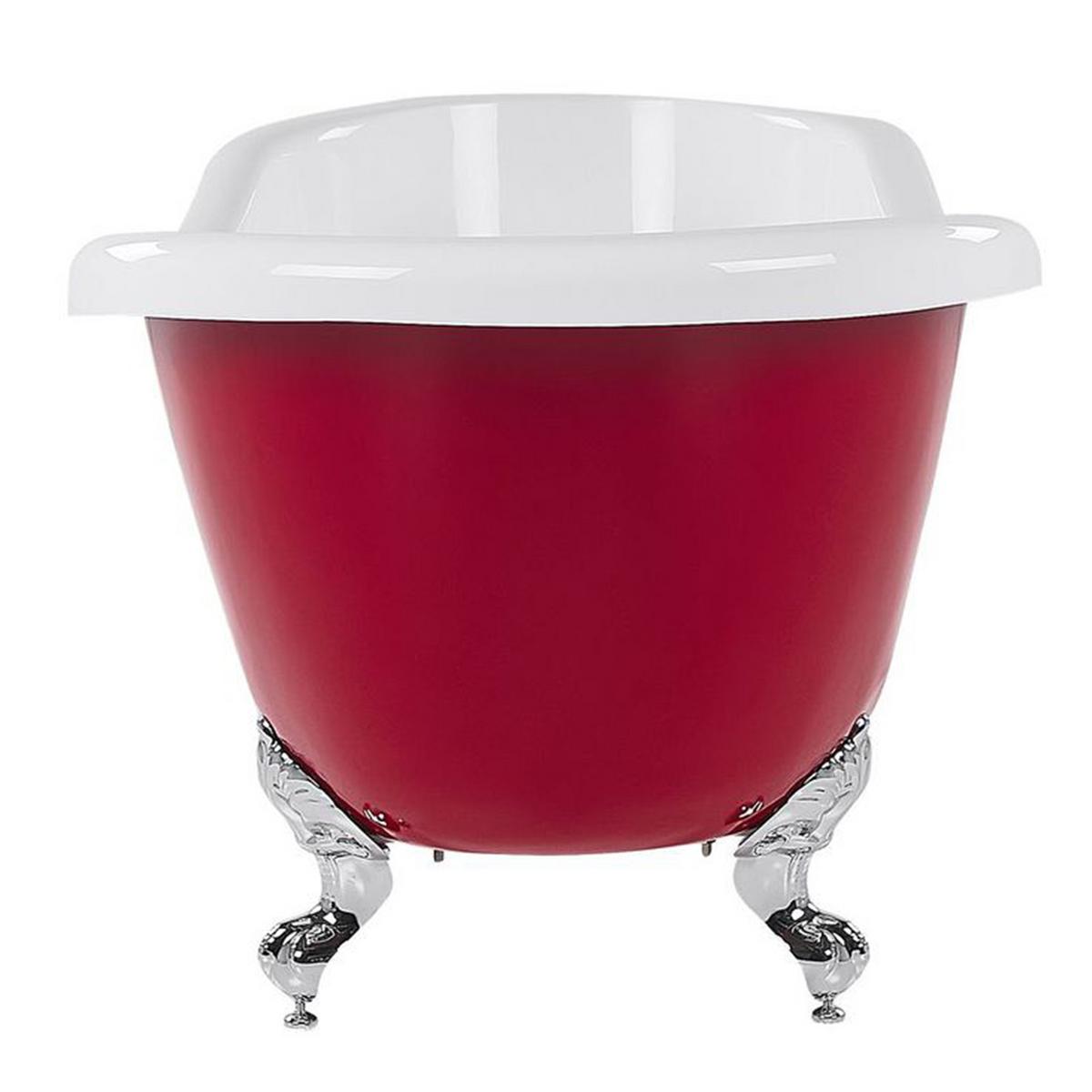 BADEWANNE FREISTEHEND 77x153x74 cm rot Cayman - Rot, Kunststoff (77/74/153cm) - Beliani