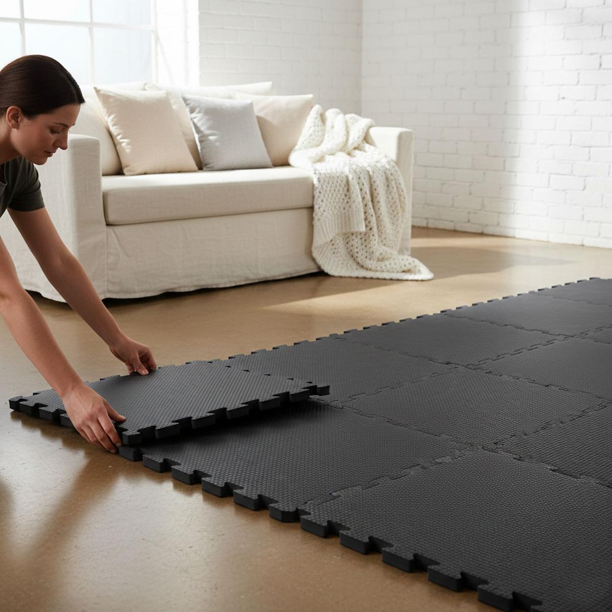 PUZZLEMATTE Sportmatte schwarz 54 Matten mit Rand - Schwarz, Kunststoff (30/30/1cm) - eyepower