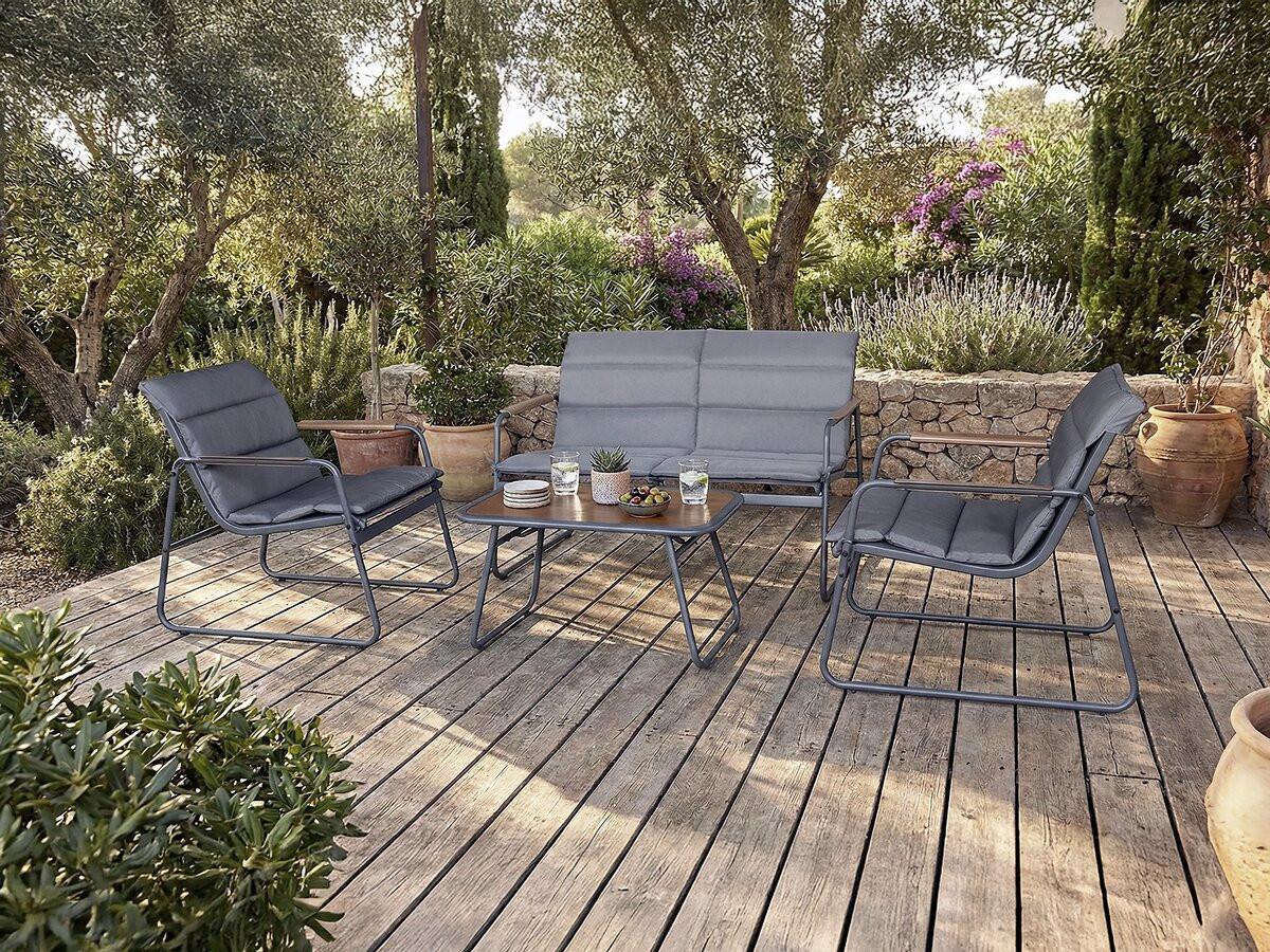 GARTENSITZGRUPPE bastia Grau - Grau, Metall - Habitat Garten