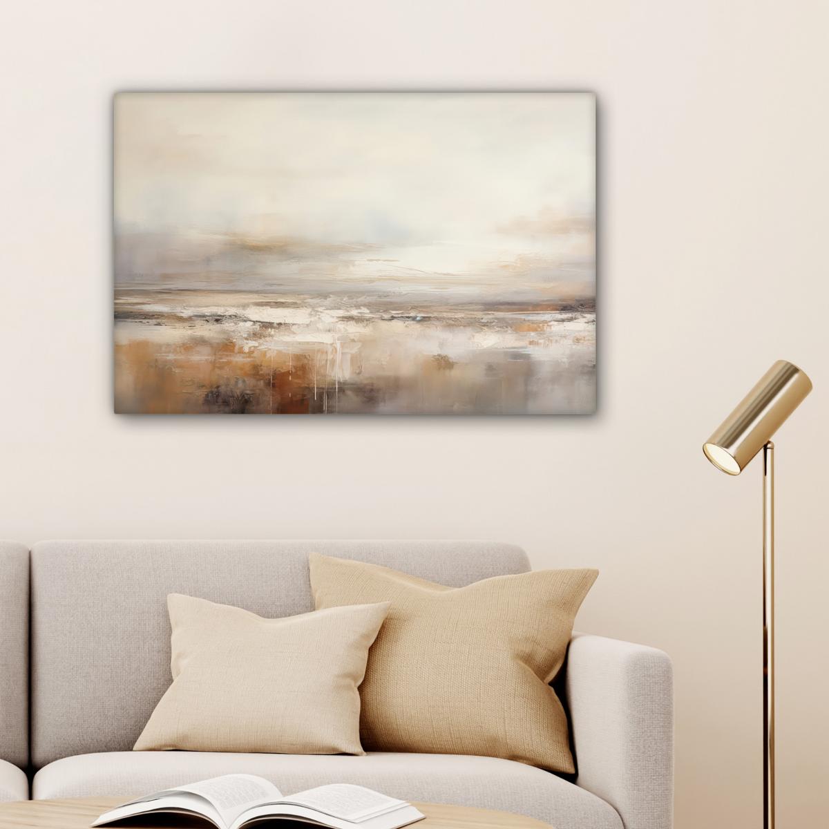 LEINWANDBILD Kunst - Industriell - Grau - Braun - Abstrakt Gemälde 60x40 cm - Sandfarben, Textil (60/40cm) - MuchoWow