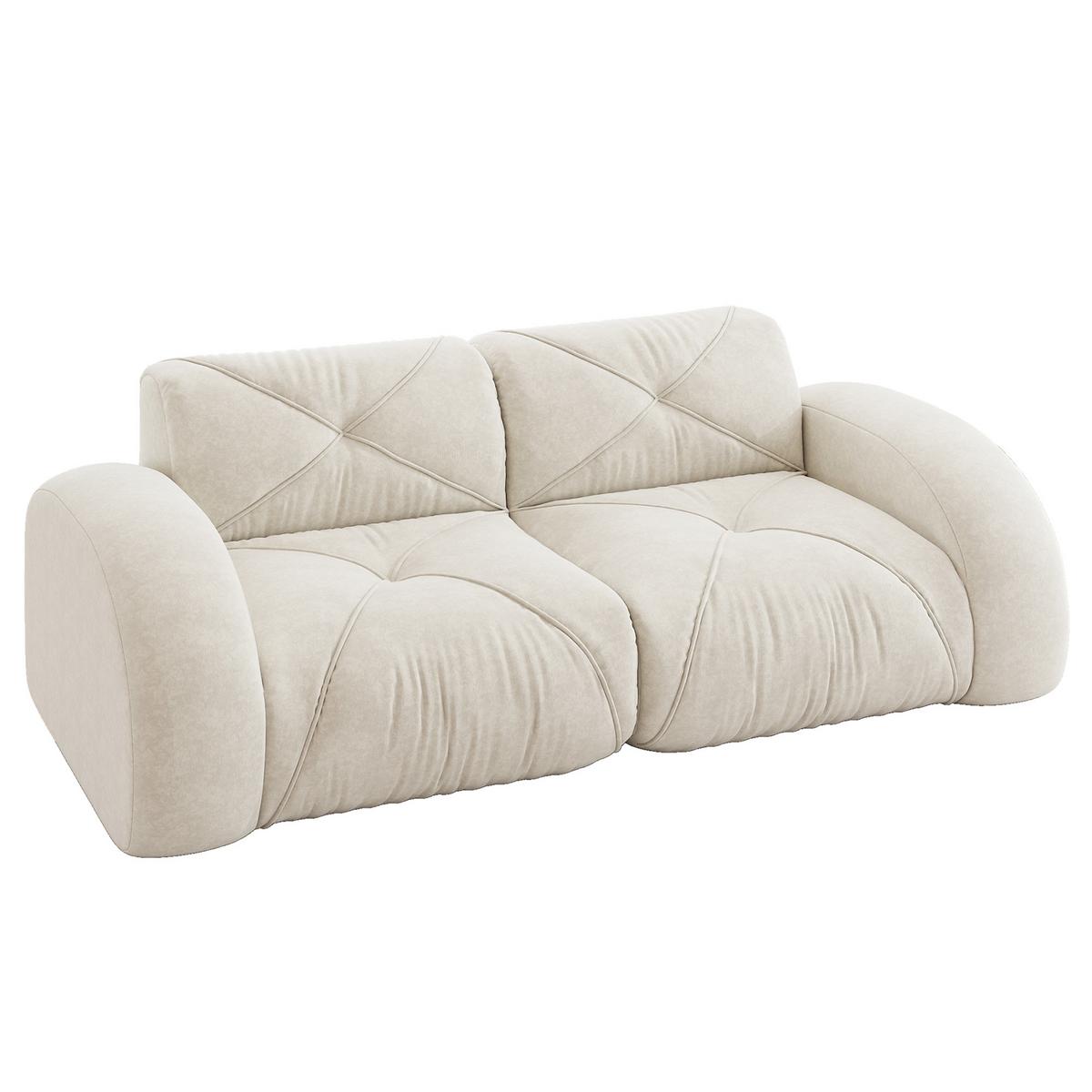 2-SITZER SOFA chenille modular & montagefrei - Weiß, Textil (204/76/95cm) - Urban Meuble