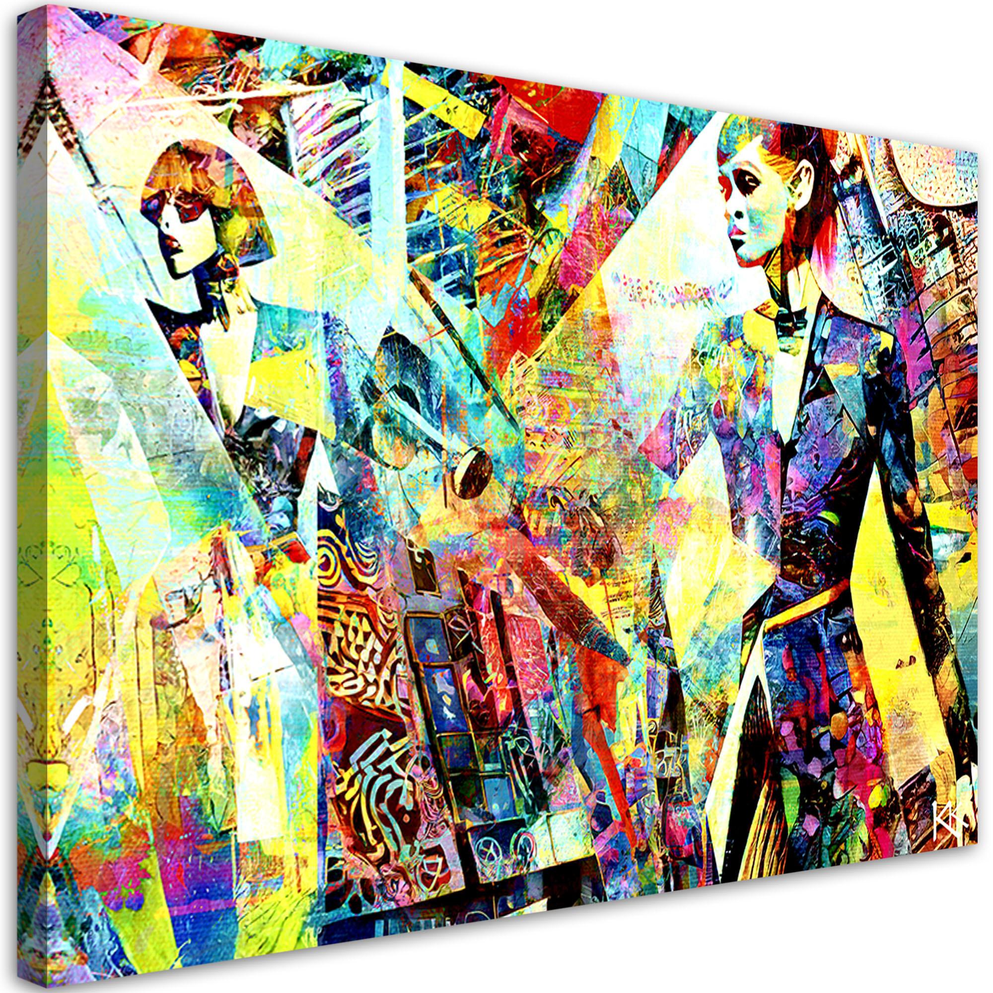 LEINWANDBILD Modische Glamour-Frau 90x60cm - Multicolor, Textil (90/60cm) - Feeby