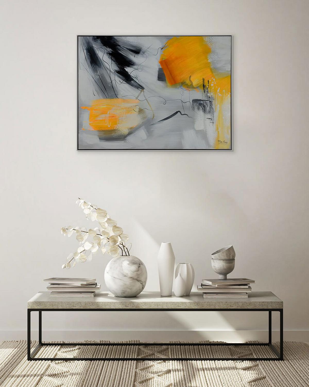 ACRYLBILD HANDGEMALT 102,5/77,5 cm - Orange/Grau, Textil (102.5/77.5cm) - KUNSTLOFT