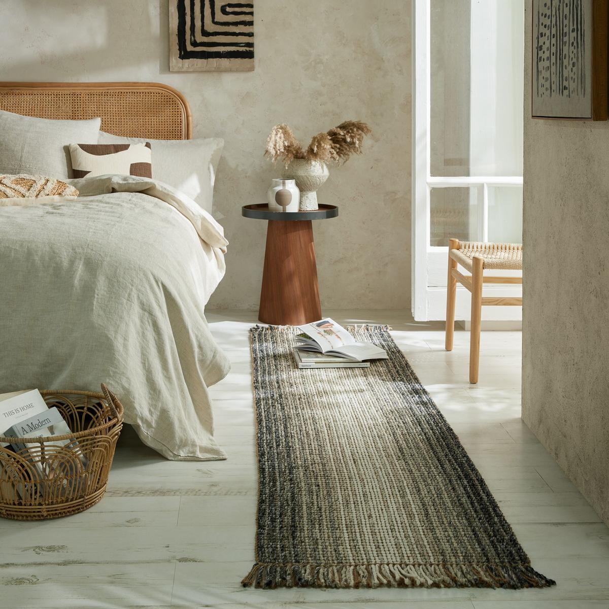 JUTETEPPICH handgewebt WEAVER, einfarbig, Grau, 60 x 230 cm - Grau, Textil (230/60cm) - KADIMA DESIGN