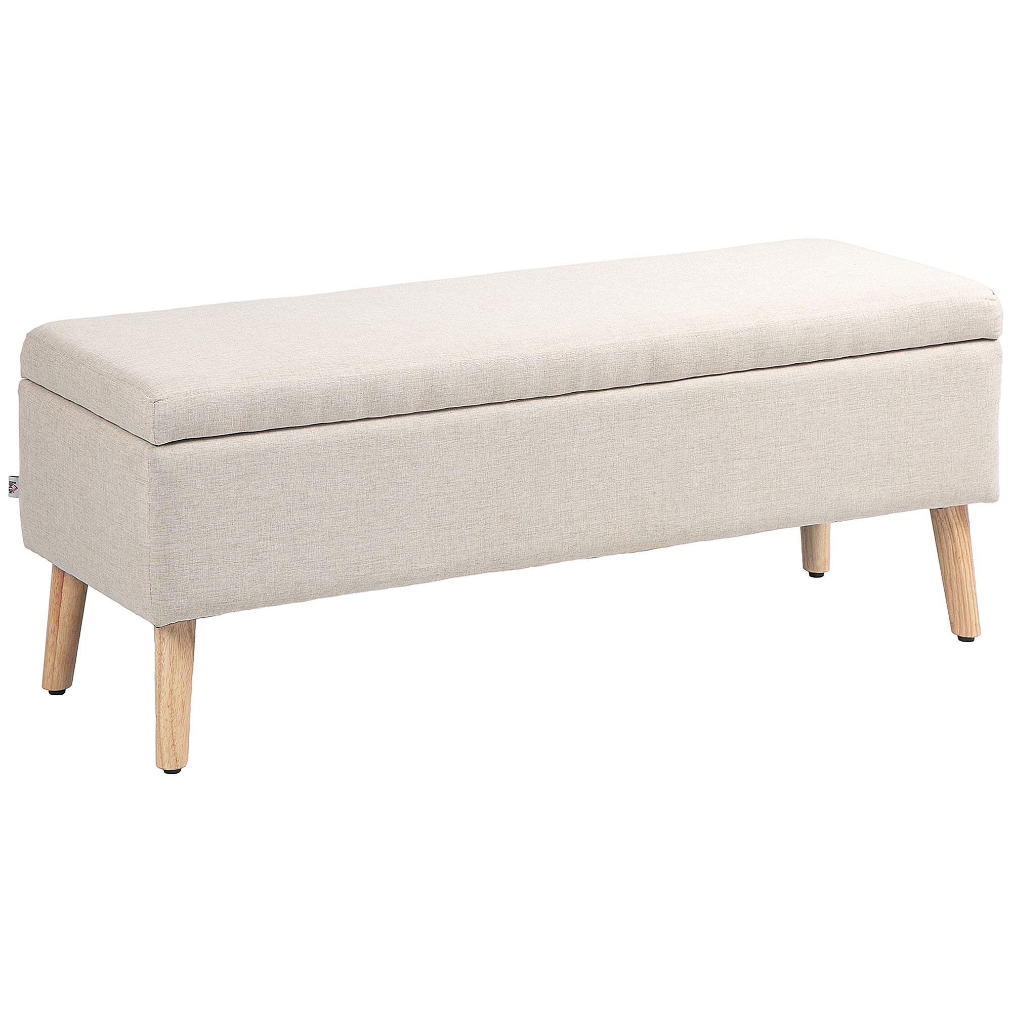 TRUHENBANK scandinavia Polyester Holz Beige - Beige, Kunststoff (39/45/110cm) - HOMCOM