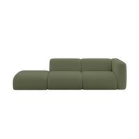SOFA Ottomane Rechts MIRA-S3 296x89x70 Grün Bouclé - Schwarz/Olivgrün, Holzwerkstoff/Kunststoff (296/70/89cm) - ALTDECOR