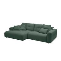 ECKSOFA MIKA Smaragdgrün Cord - Smaragdgrün/Schwarz, Kunststoff/Textil (276/167cm) - KAWOLA
