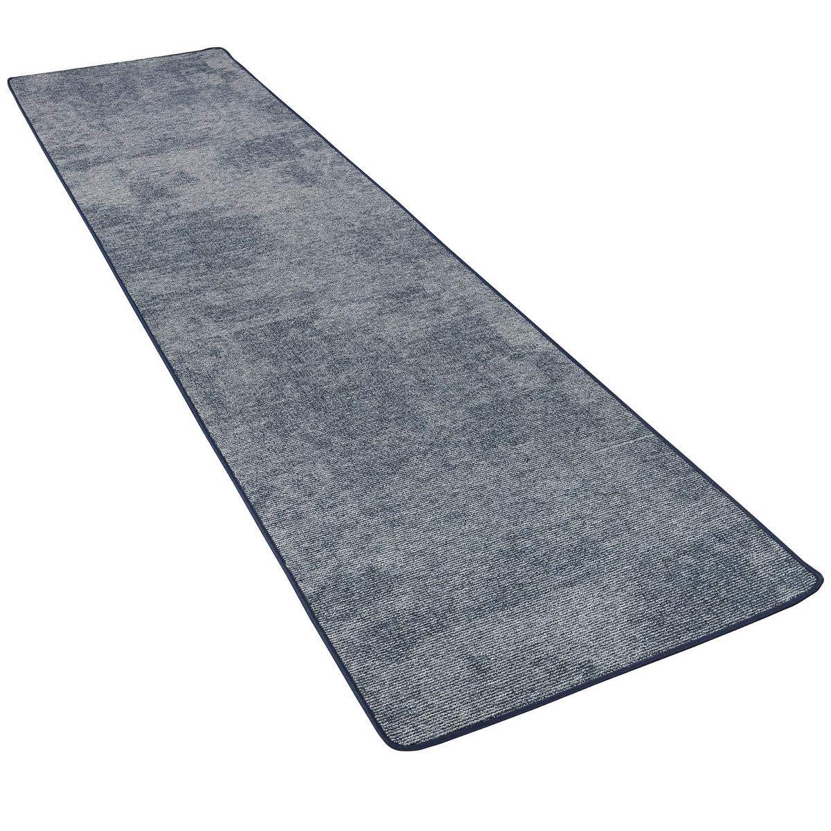 STREIFENBERBER TEPPICH LÄUFER LINES MELIERT - Blau, Textil (100/100cm) - Snapstyle