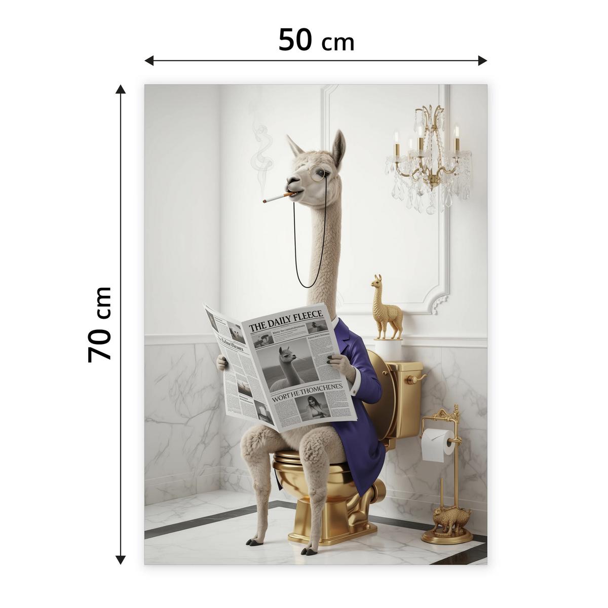 POSTER für WC Badezimmer LAMA mit Zeitung auf Toilette Abstraktion Glamour 50x70cm - Beige/Schwarz, Papier (50/70/70cm) - Muralo
