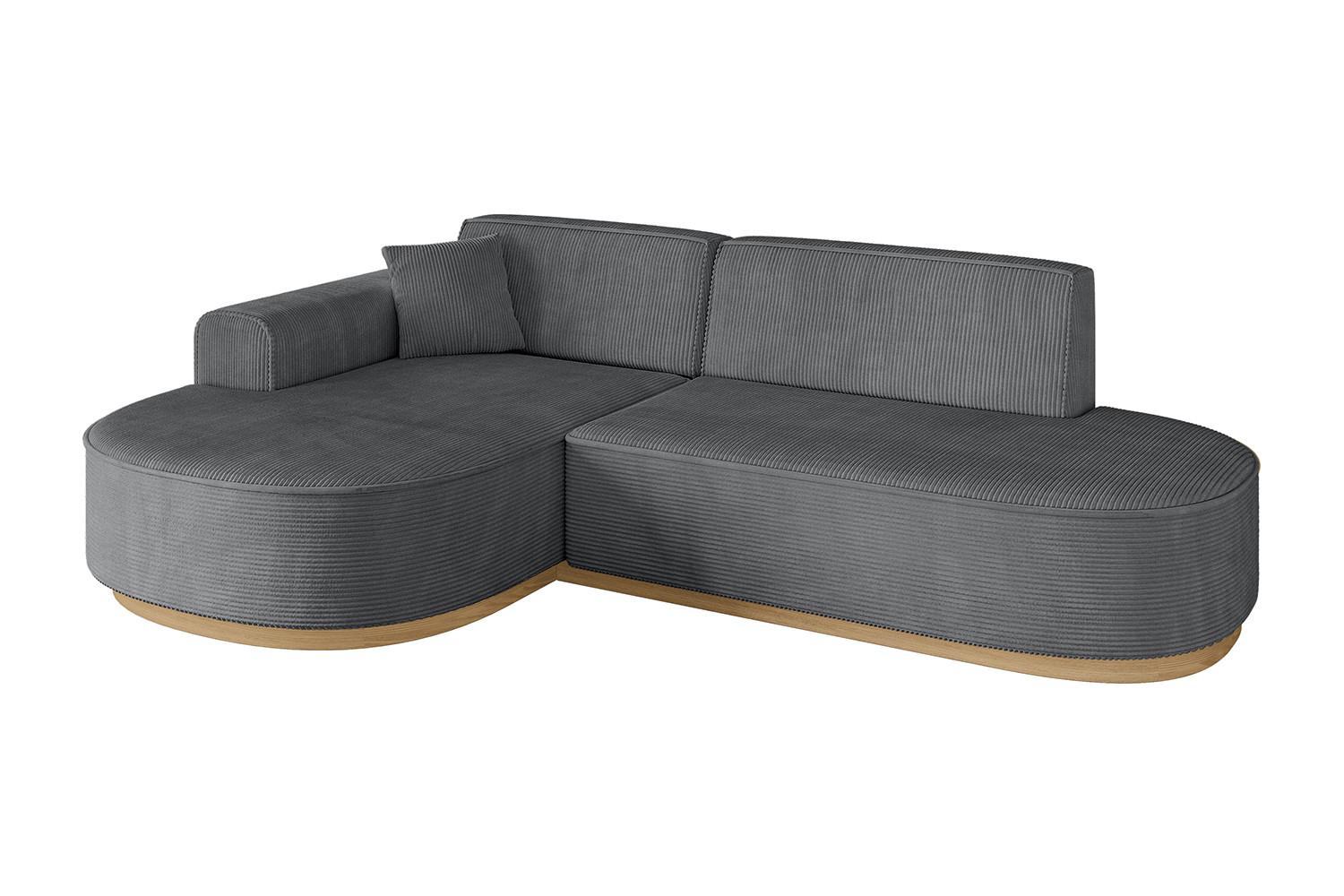 ECKSOFA Ottomane Links MARI-L1-v2 - 243x171x83 cm Dunkelgrau Cord - Dunkelgrau, Holzwerkstoff/Textil (243/171cm) - ALTDECOR