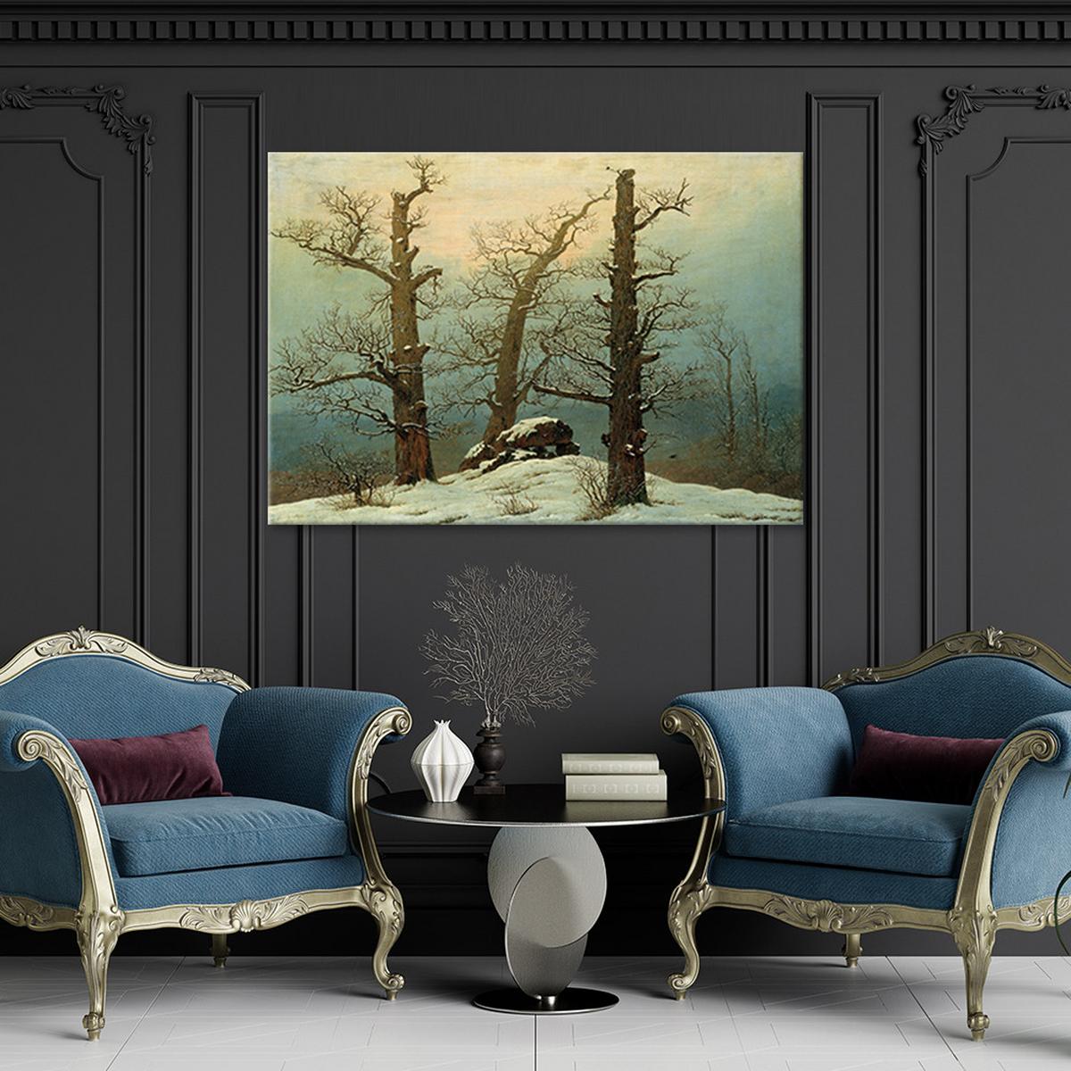 WANDBILD steinhaufen im schnee caspar david friedrich - Multicolor, Textil (60/40cm) - Feeby