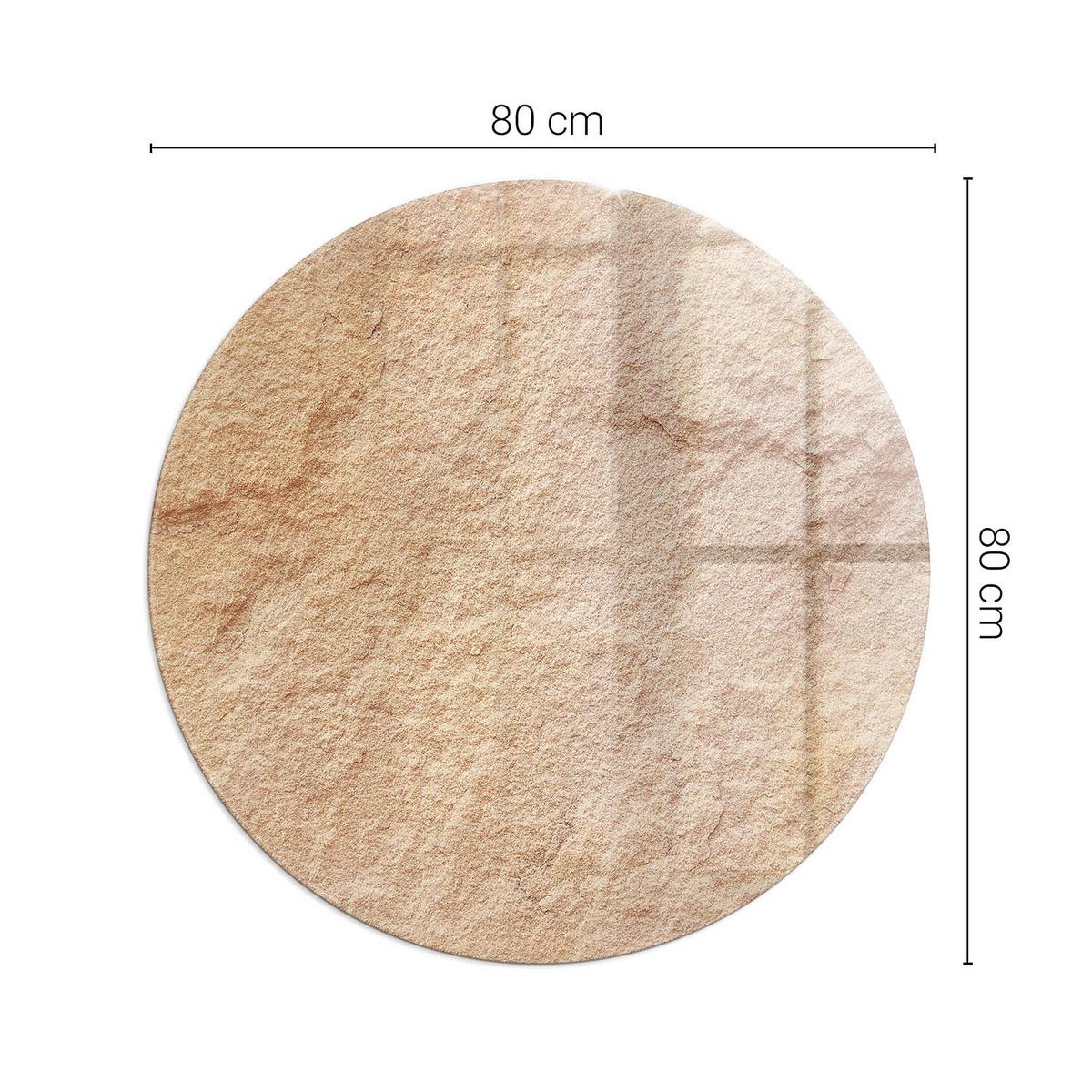 GLASPLATTE für Kamin Ø 80 cm - Beige, Glas (80/80/0.4cm) - TULUP
