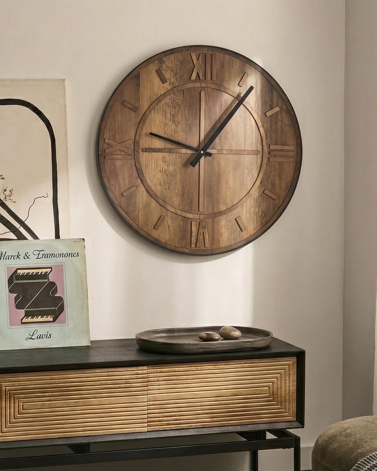 WANDUHR Braun Saulges - Schwarz/Braun, Holzwerkstoff (60/60/5cm) - Beliani