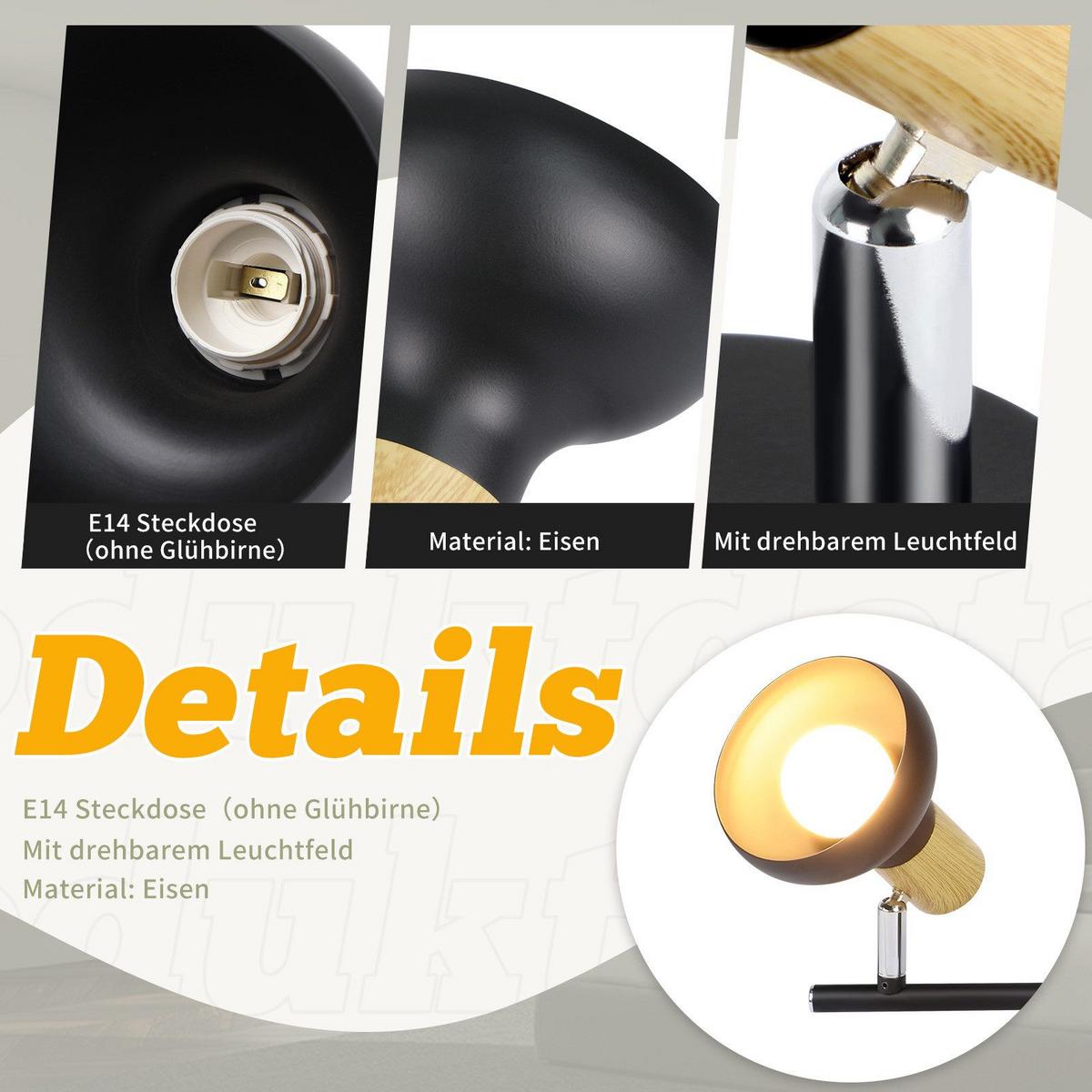 DECKENSTRAHLER Leyva 3-flammig 41.2/11/15.5cm - Schwarz, Metall (41.2/11/15.5cm) - Nettlife