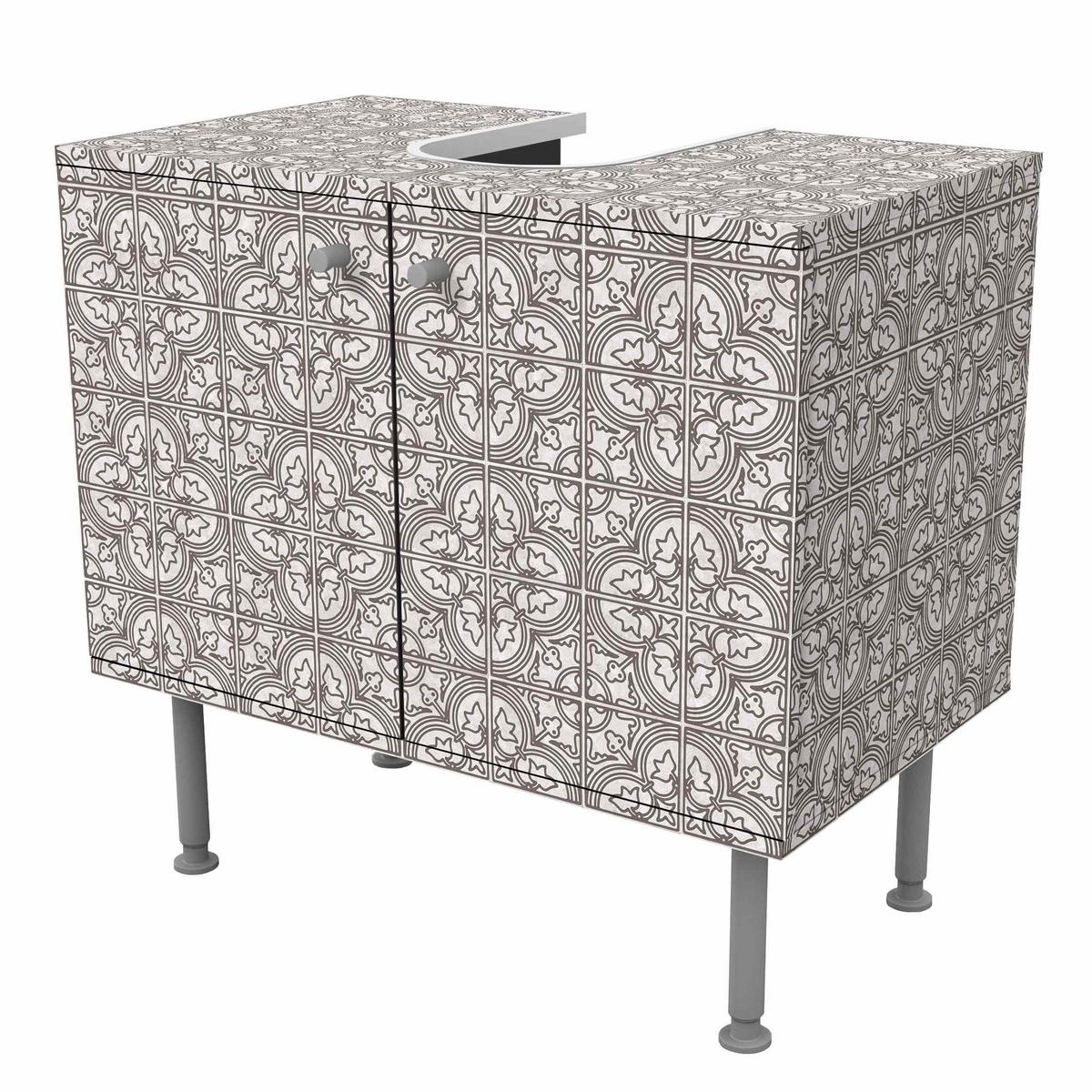 WASCHBECKENUNTERSCHRANK Fliesenmuster Faro grau 60/55/35 cm - Grau, Holzwerkstoff (60/55/35cm) - Bilderwelten
